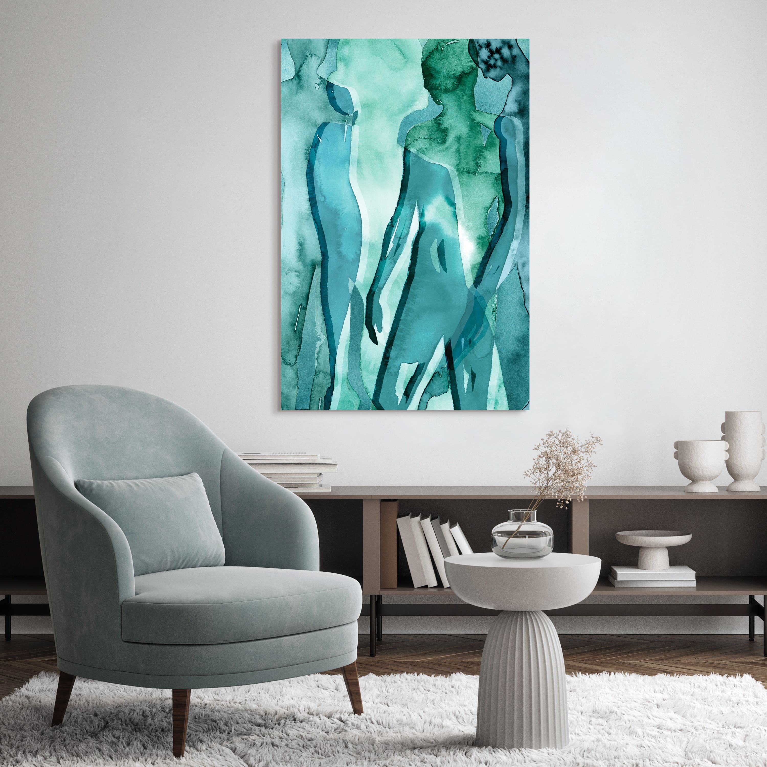 Empire Art Direct 48" x 32" Water Women II Frameless Free Floating Tempered Glass Wall Art