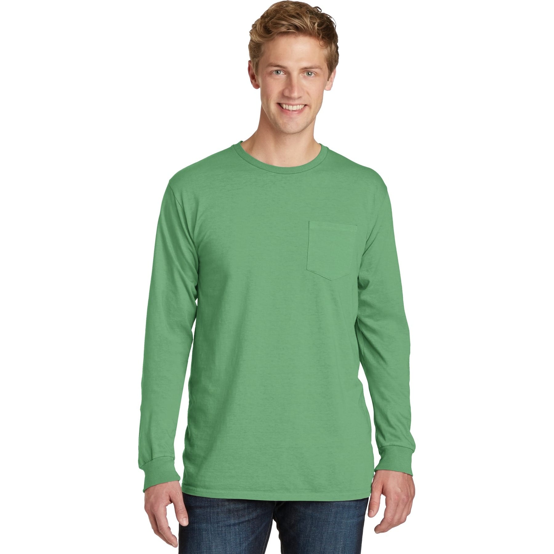 Port & Company® Beach Wash® Garment-Dyed Long Sleeve Pocket T-Shirt