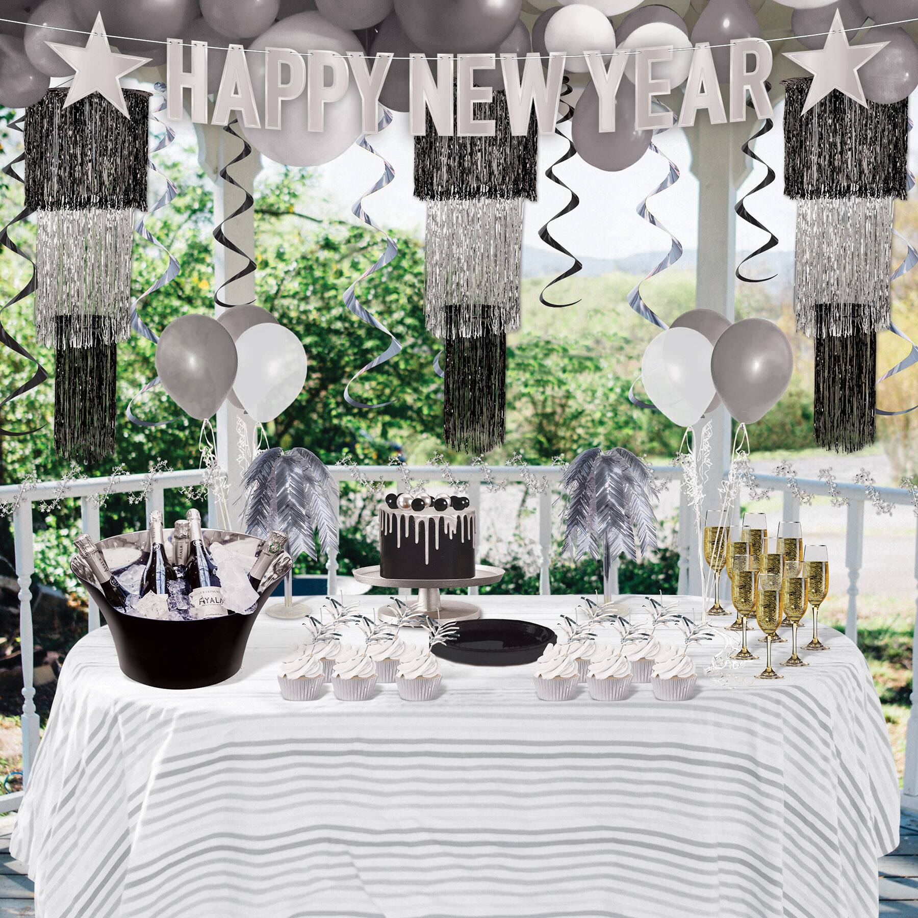 Beistle 8.5" x 7ft. Silver Foil Happy New Year Streamer
