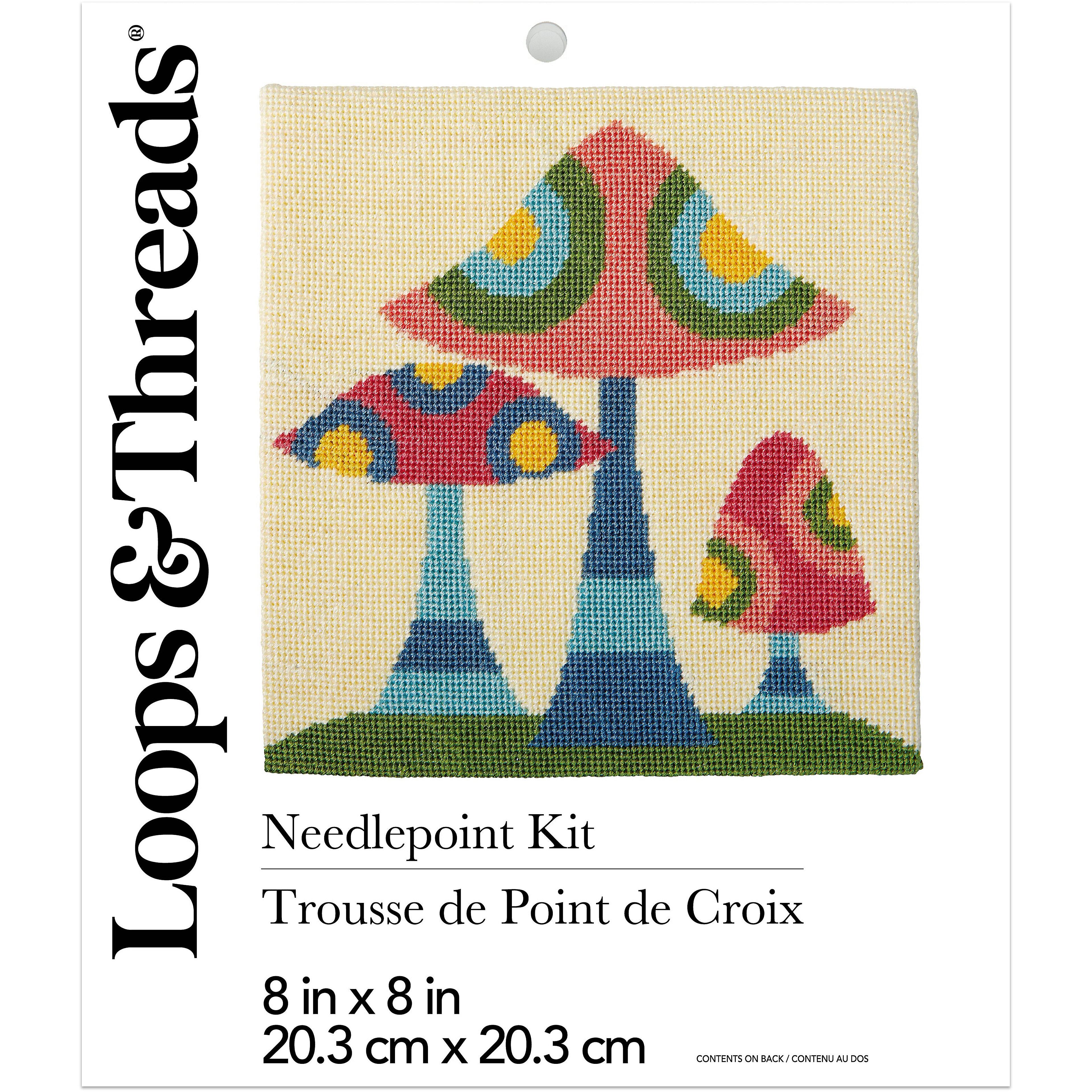 8" x 8" Retro Mushrooms Needlepoint Kit by Loops & Threads®
