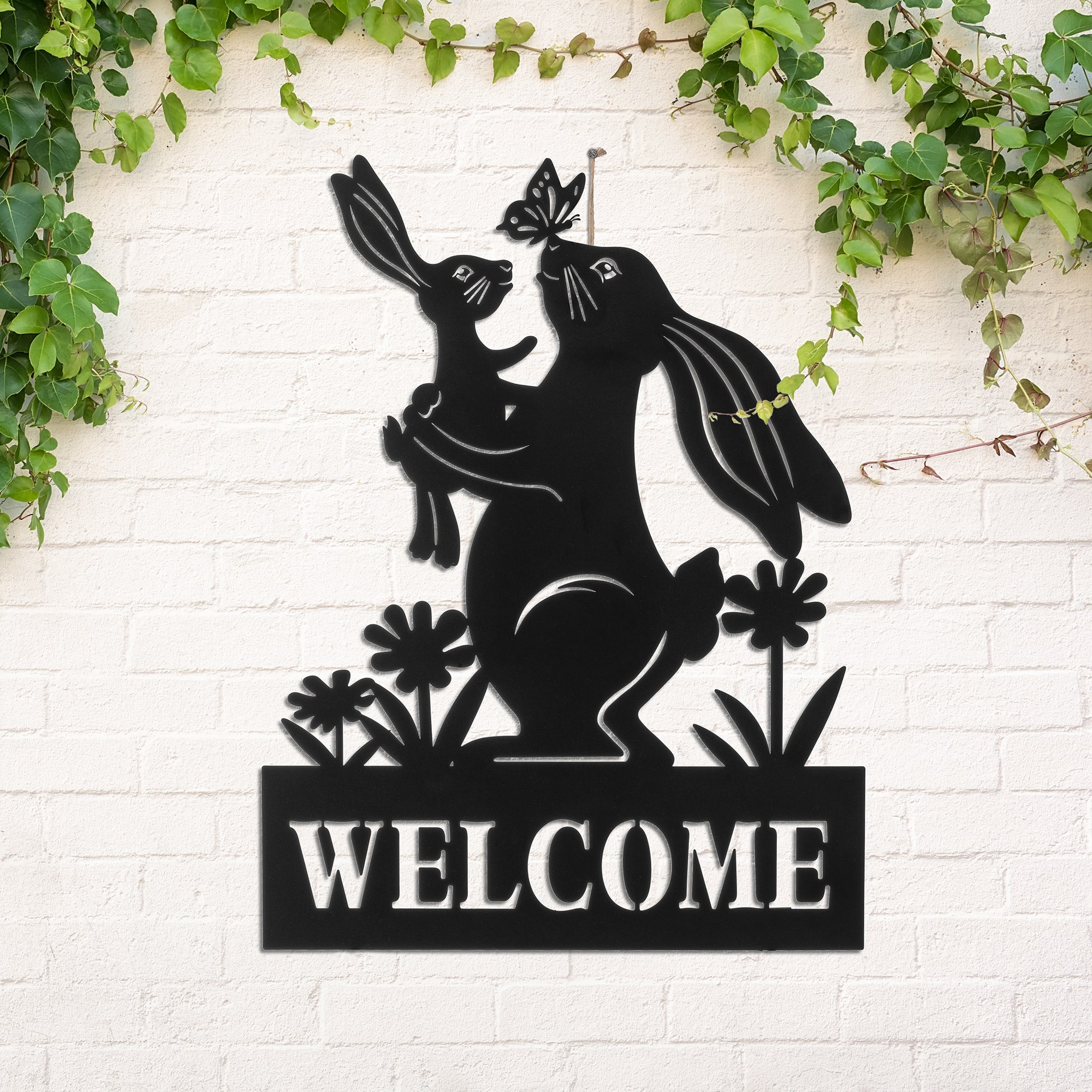 Glitzhome® 30" 2-in-1 Painted Metal Rabbit Silhouette Garden Yard Stake & Wall Decor