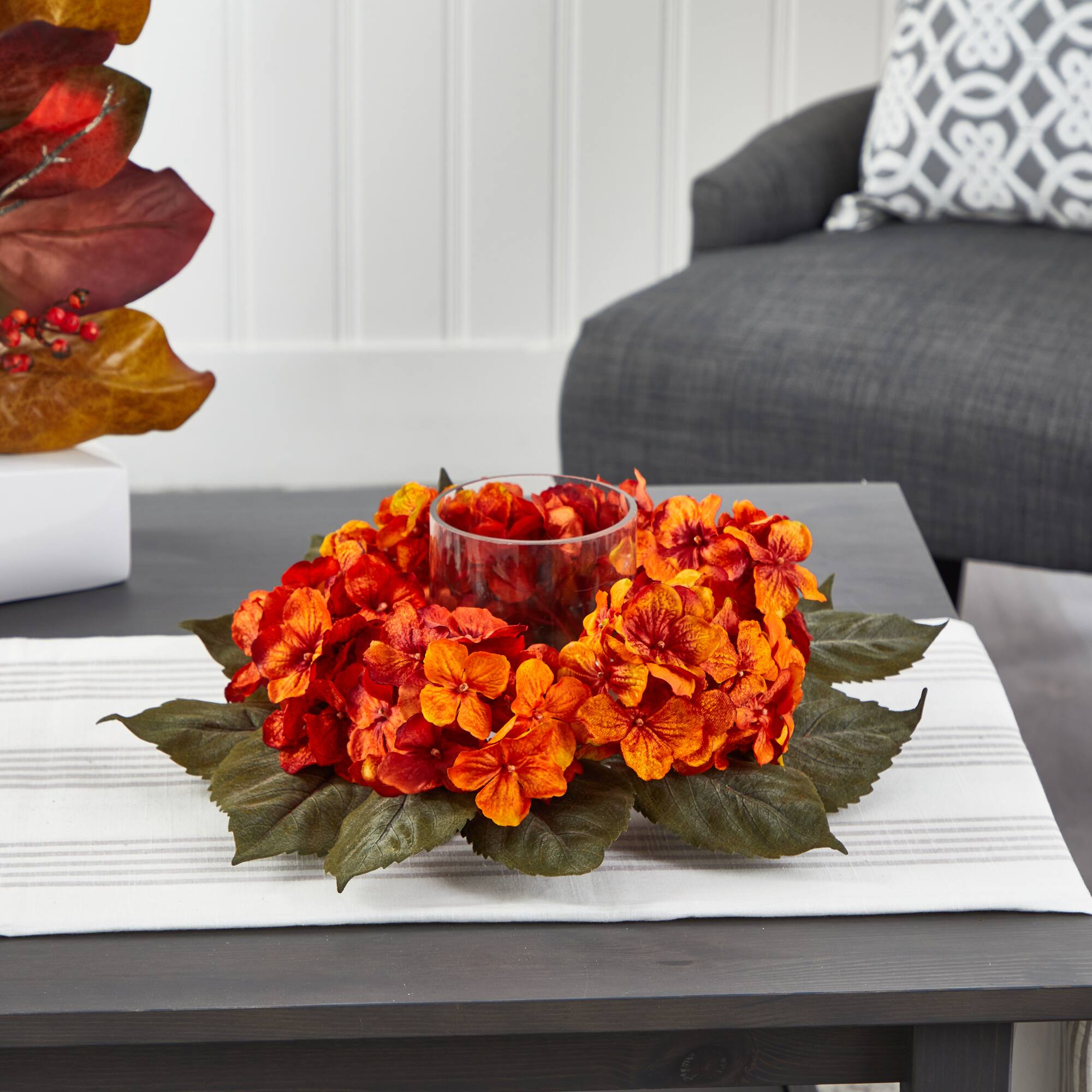 14" Autumn Hydrangea Candelabrum