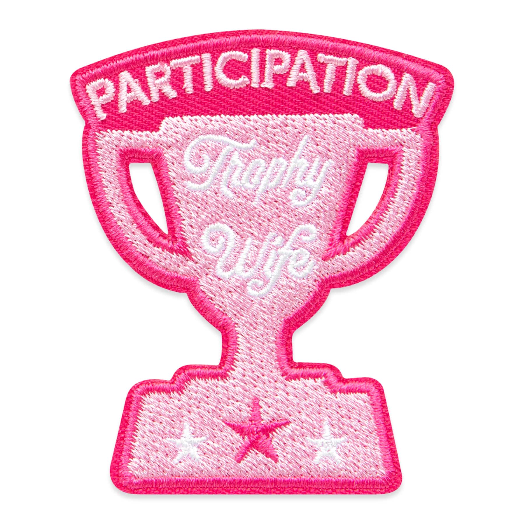 Pink Embroidered Trophy Wife Iron-On & Adhesive Patch by Make Market®