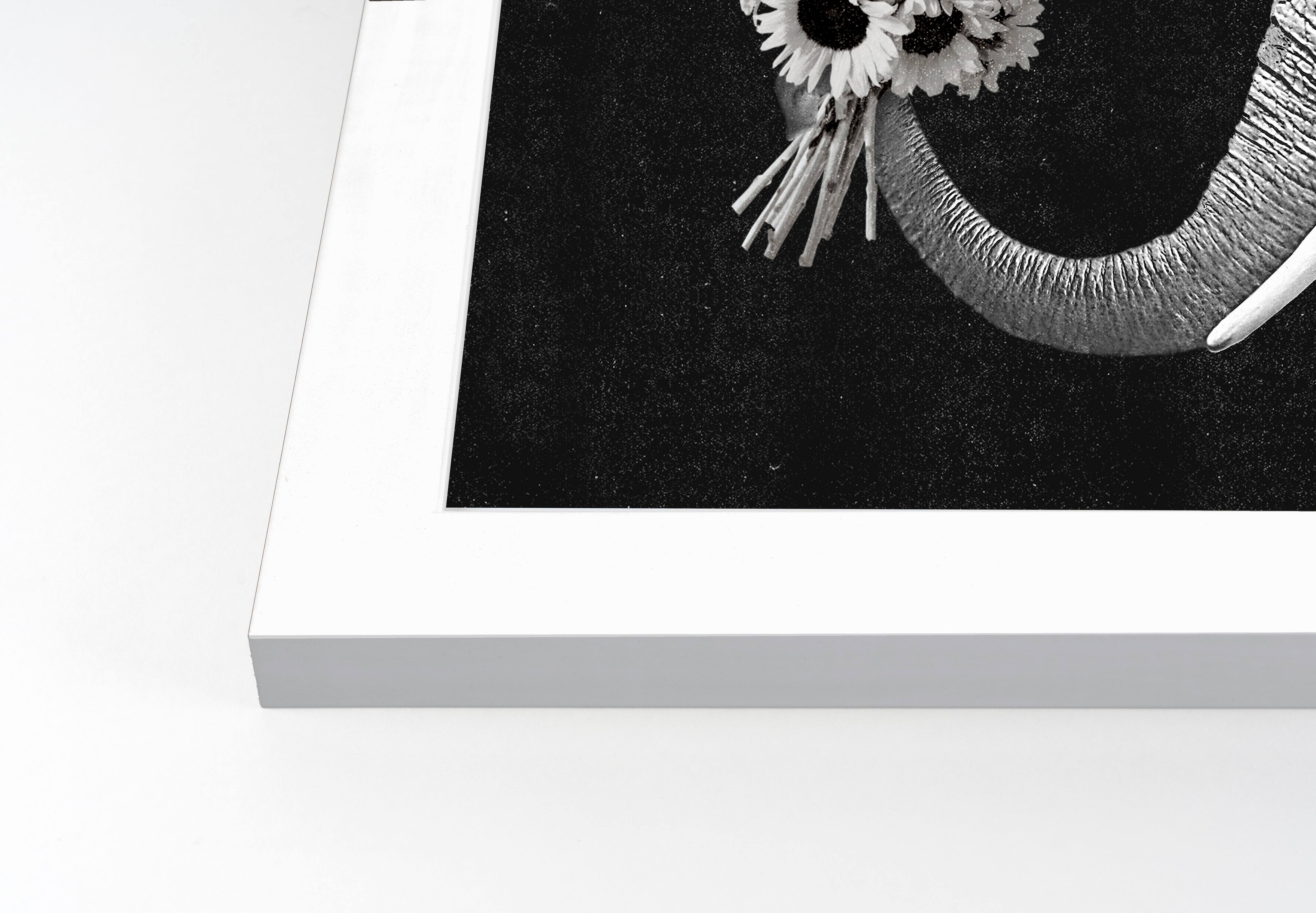 Elephant Bouquet 20" x 30" White Framed Print Under Plexiglass