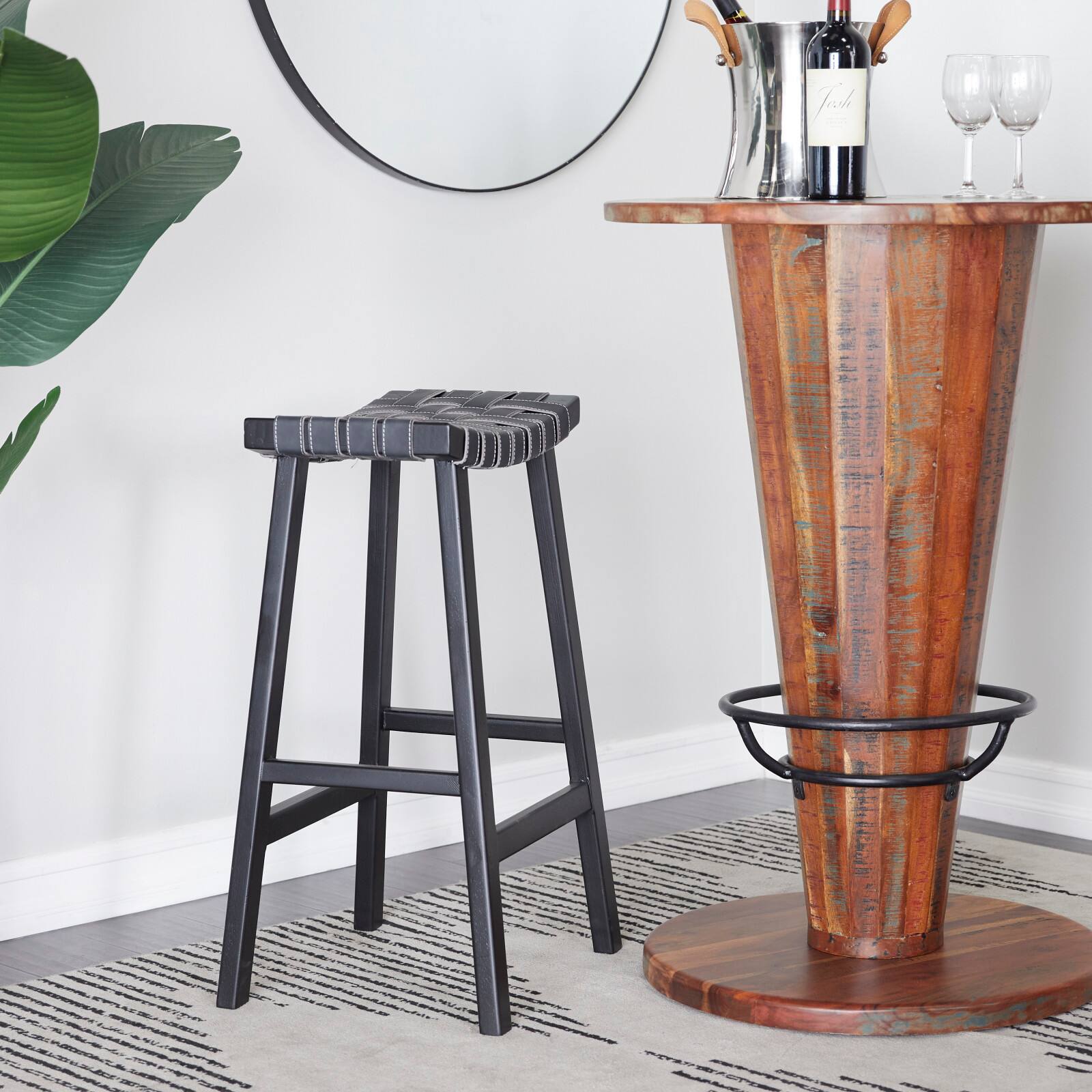 Black Birch Rustic Bar Stool, 30" x 18" x 11"