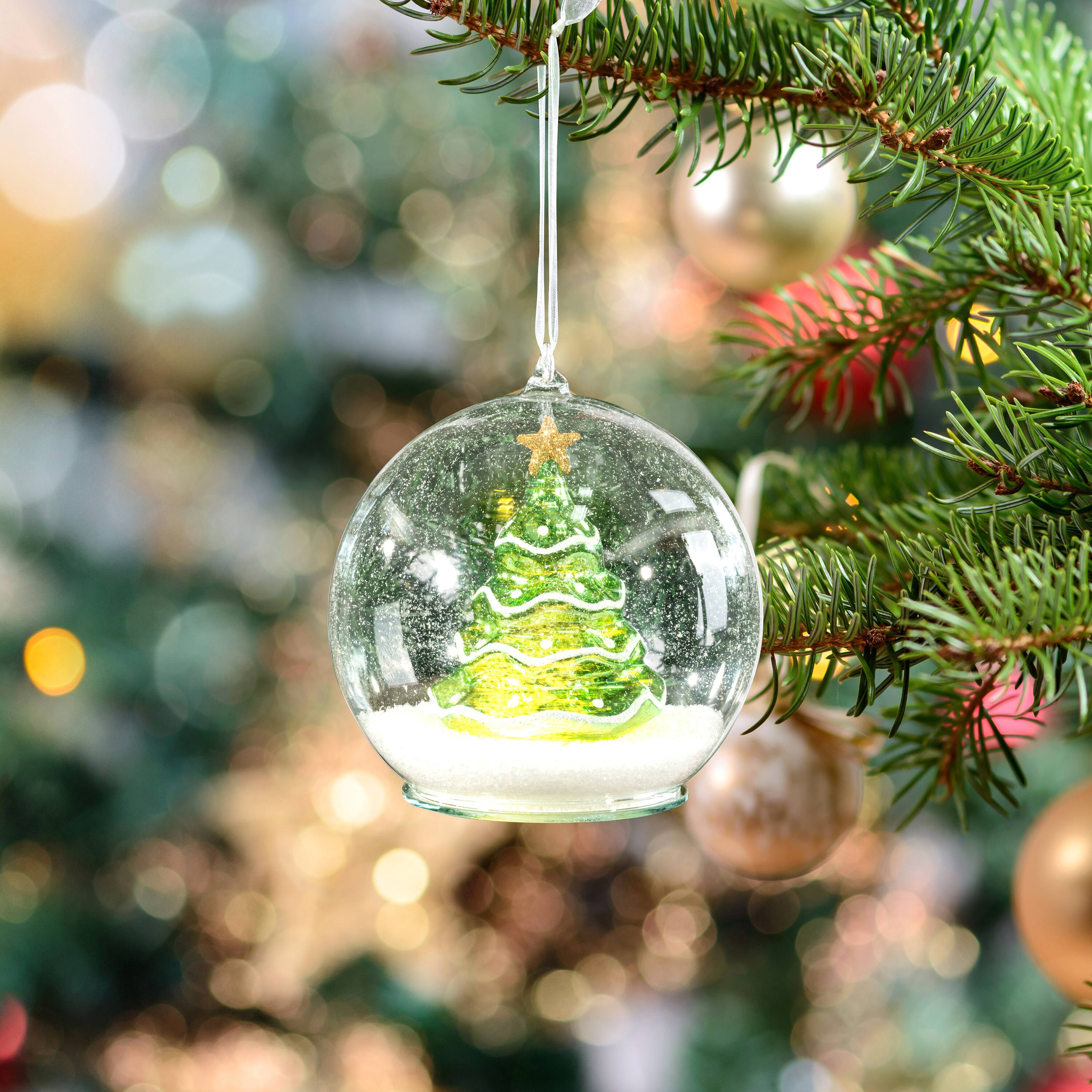 Green Mercury Glass Tree Globe Ornament