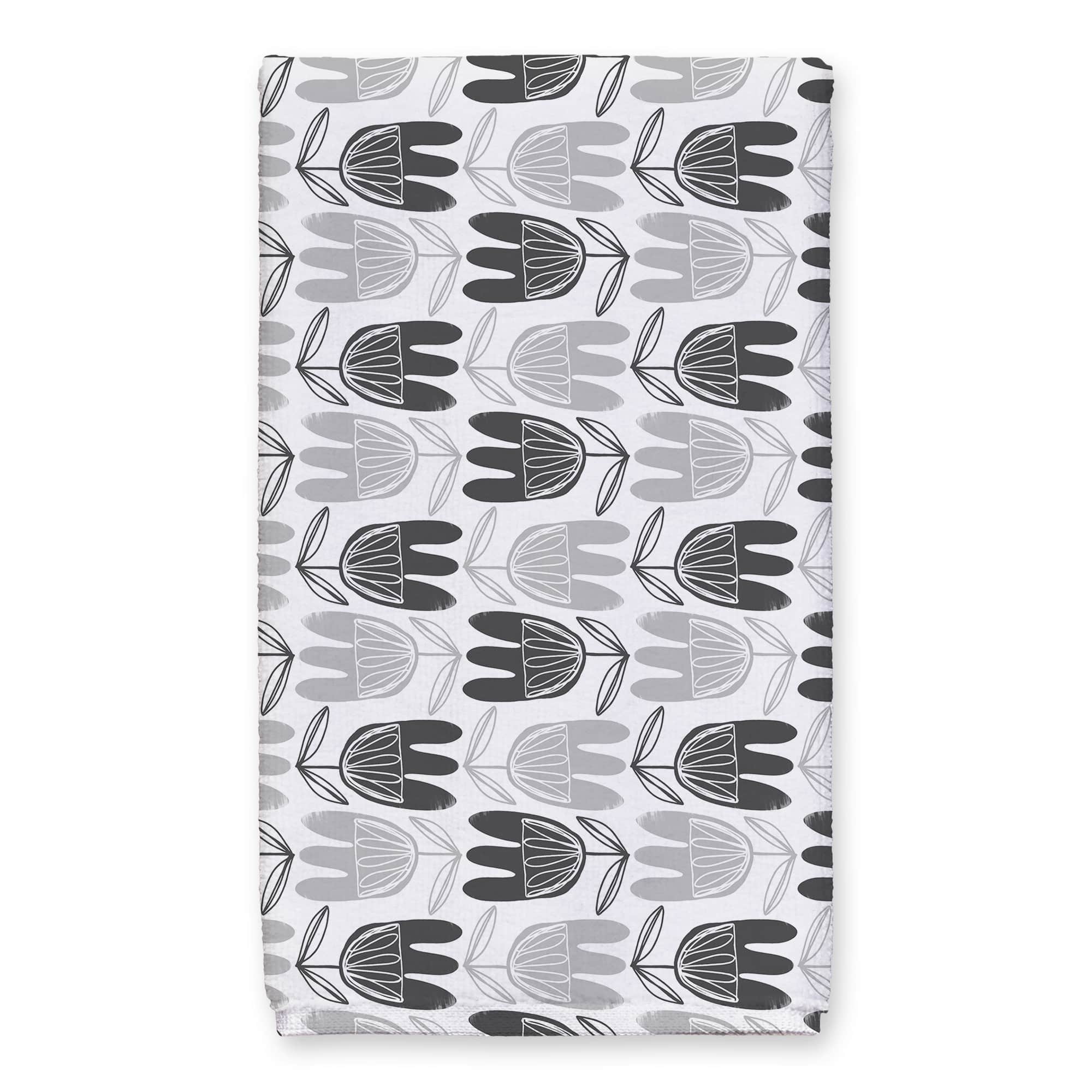 Mid Mod Gray Florals 16" x 25" Tea Towel Set of 2