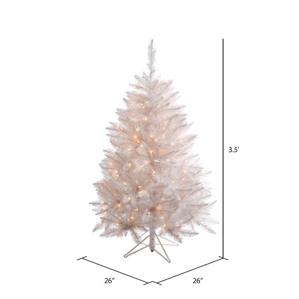 3.5ft. Pre-Lit Sparkle White Spruce Artificial Christmas Tree, Pure White LED Lights