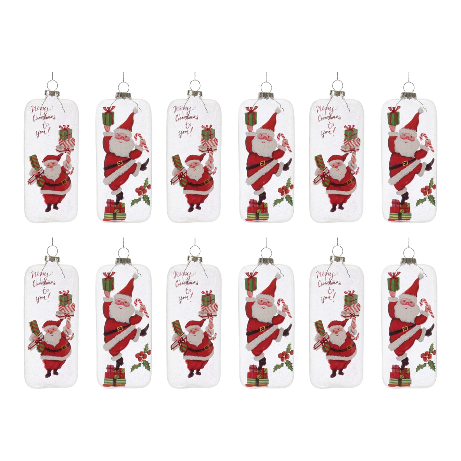 12ct. 6" Whimsical Santa Ornaments