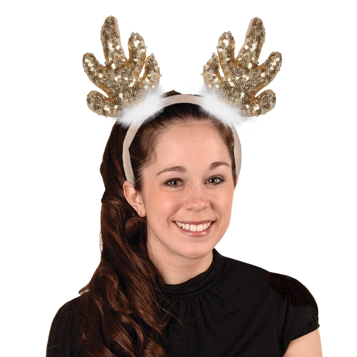 Beistle Gold Sequined Reindeer Antlers, 2ct.