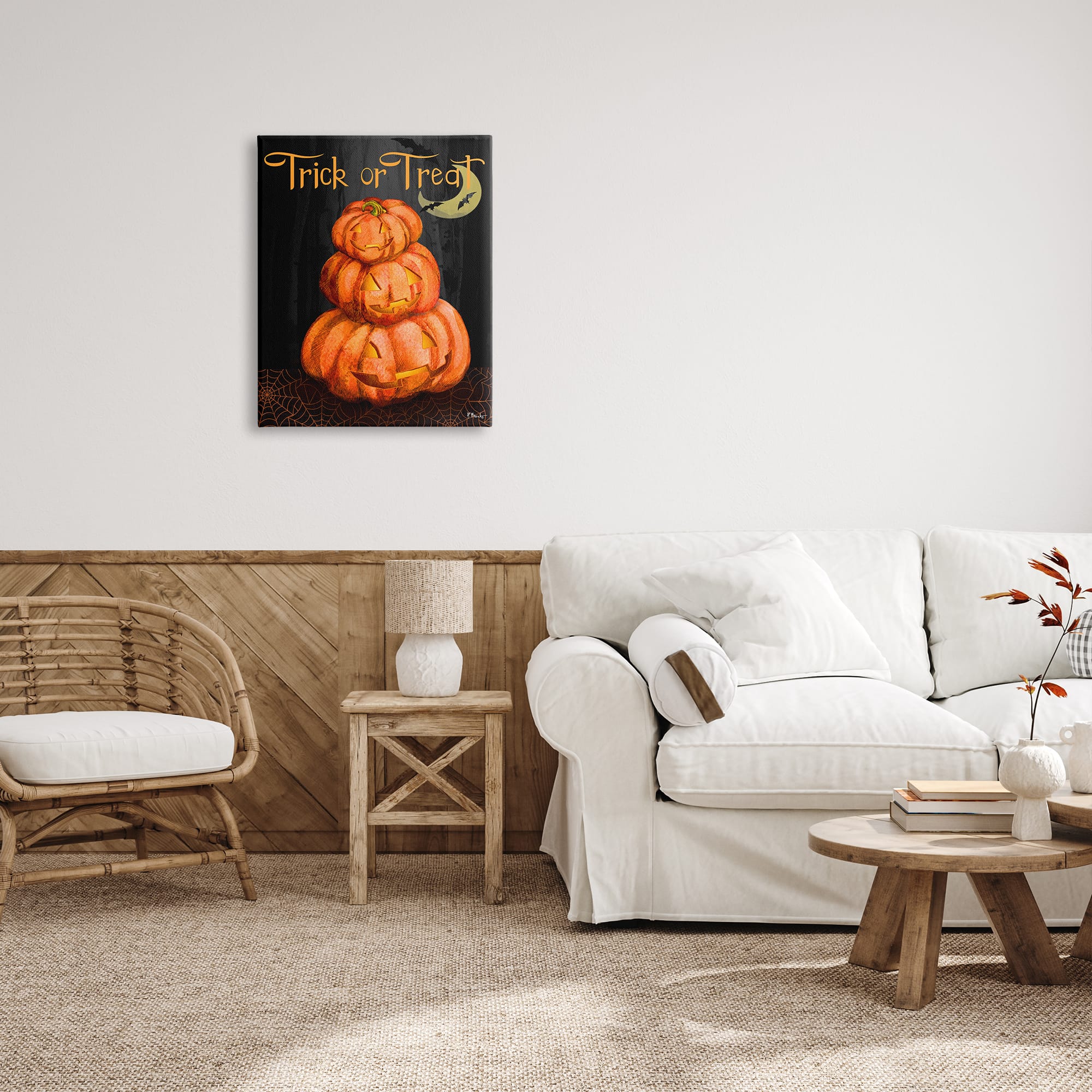 Stupell Industries Trick Or Treat Halloween Jack-o-Lantern Canvas Wall Art