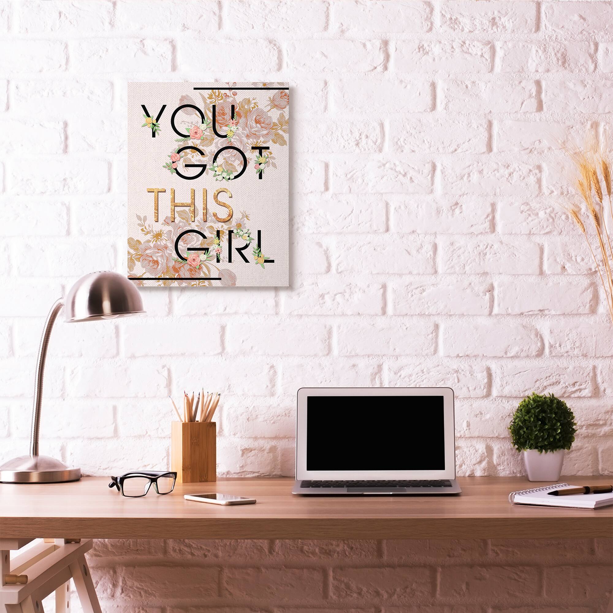Stupell Industries You Got This Girl Pink & Gold Floral Canvas Wall Art