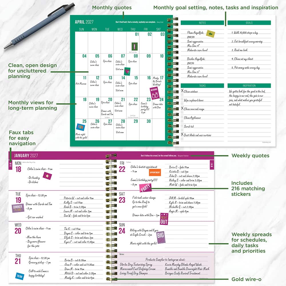 2027 Lilac Leopard Medium Weekly Monthly Planner