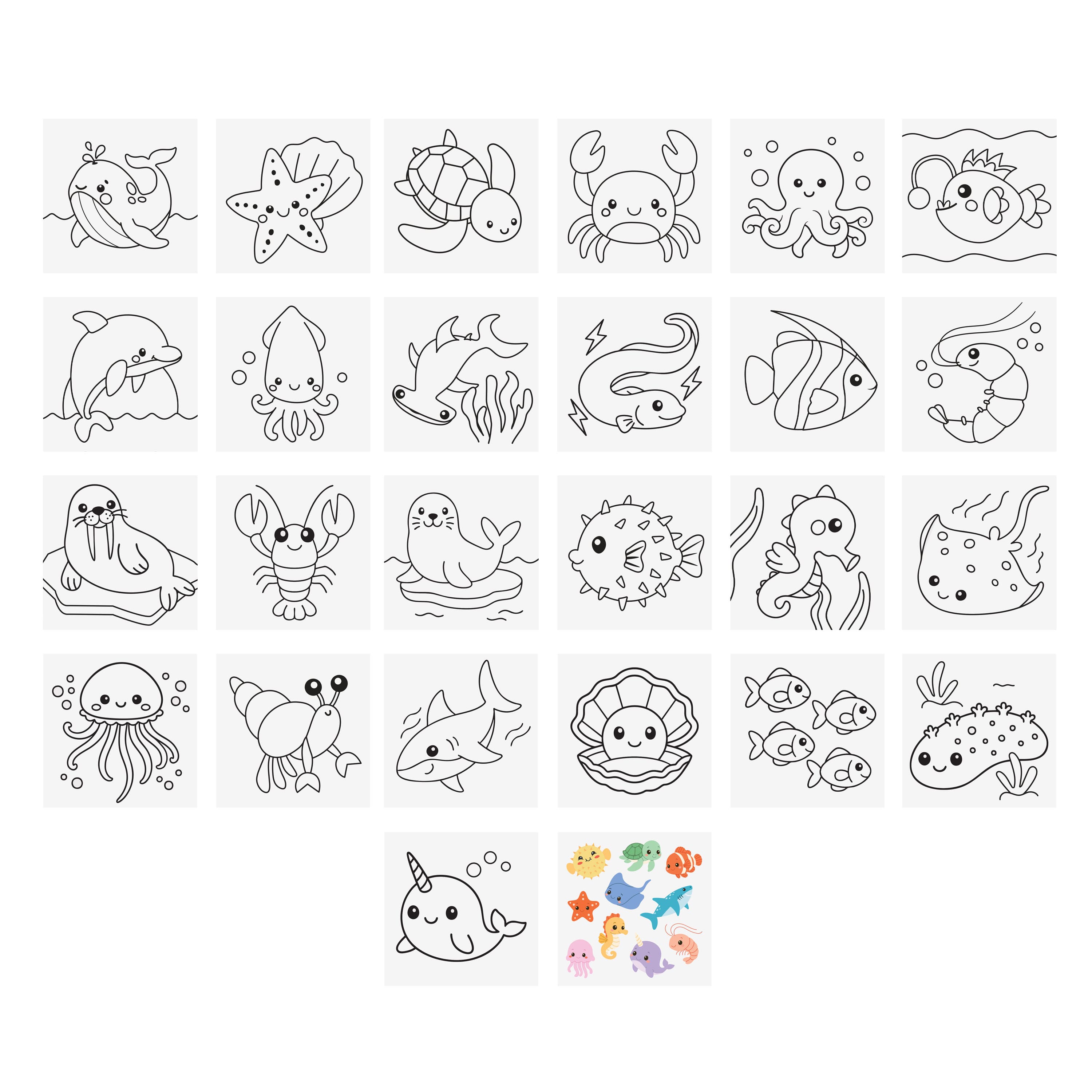 Little Yellow Bicycle® Sea Creatures Mini Coloring Book