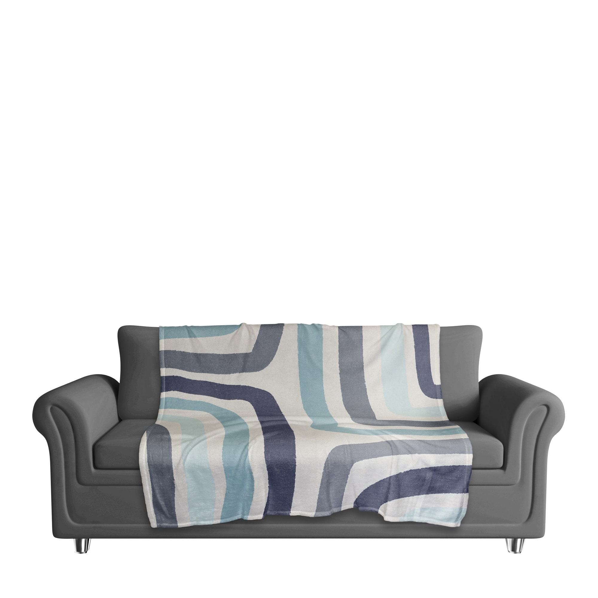 Abstract Blue Stripes Fleece Throw