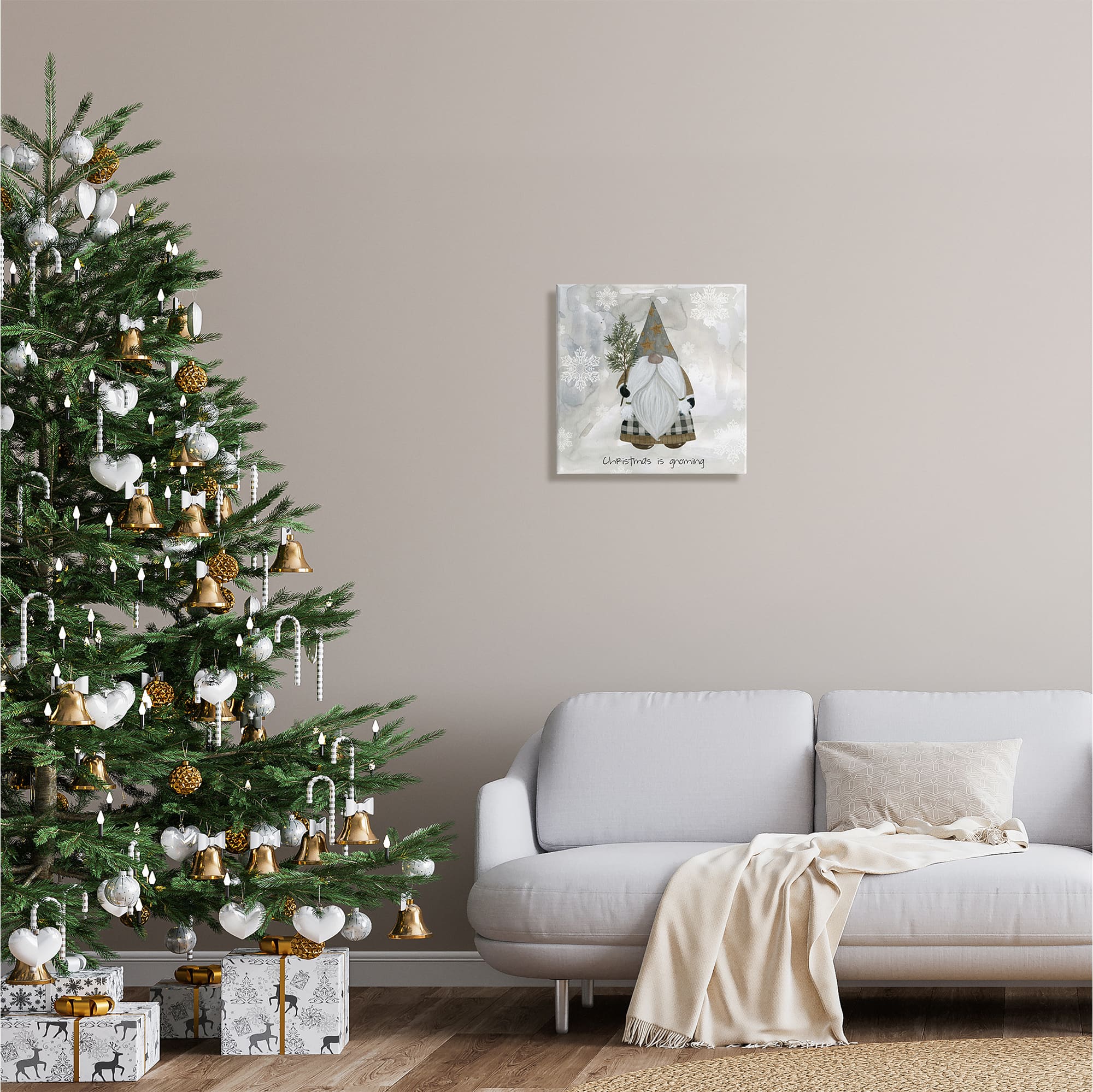 Stupell Industries Christmas Is Gnoming Holiday Pattern Canvas Wall Art