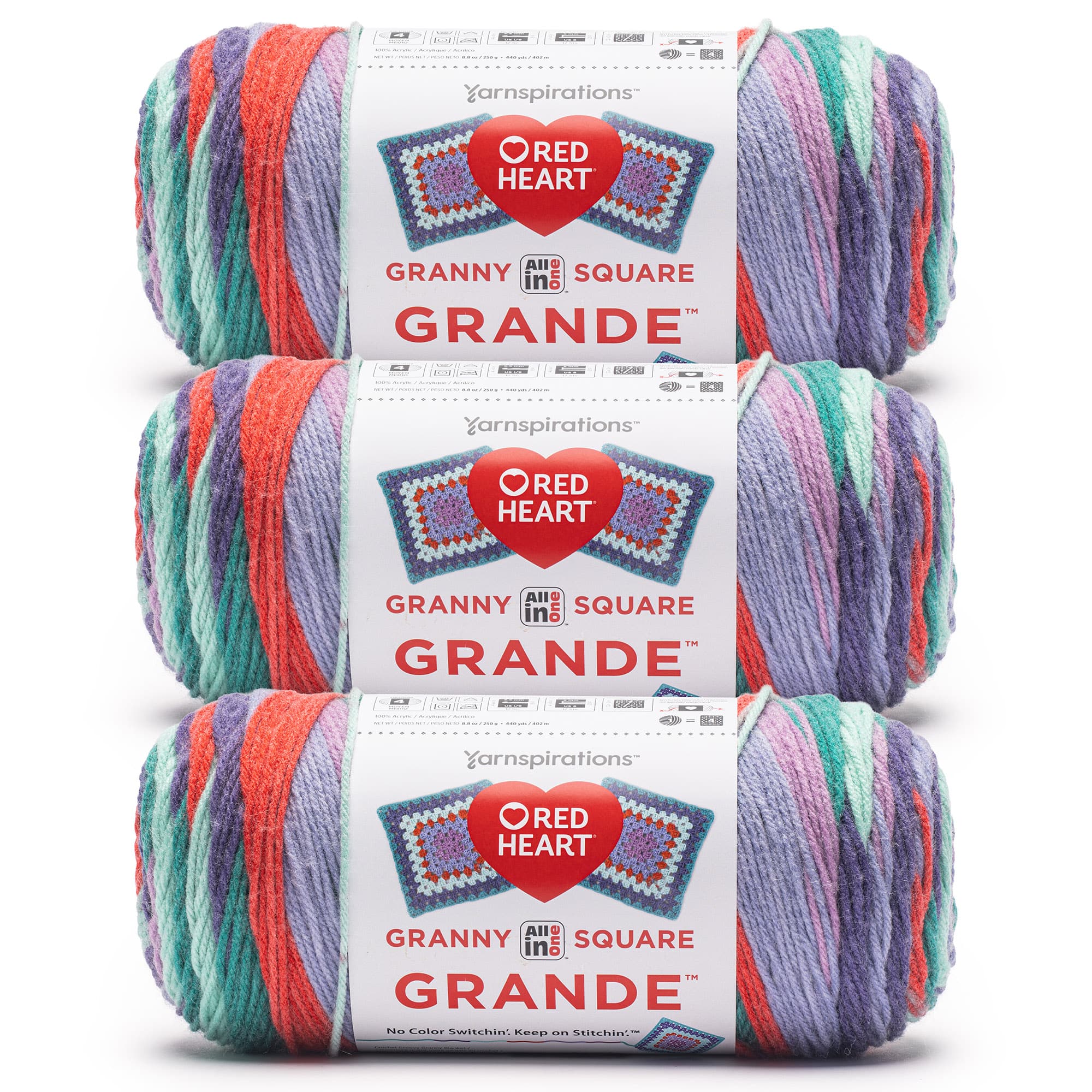 3 Pack Red Heart® All in One™ Granny Square Grande™ Yarn