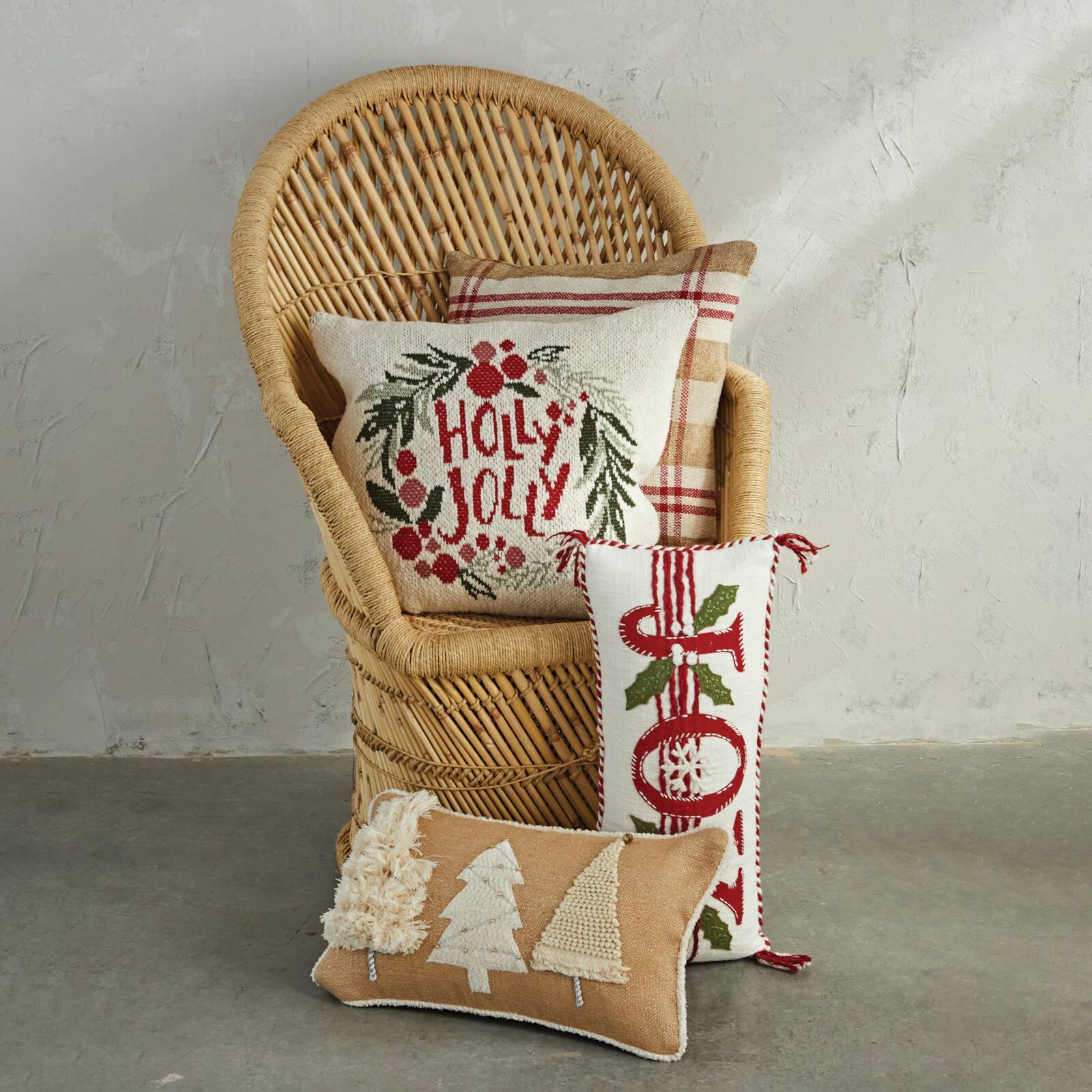 Hello Honey® 20" Holly Jolly Wreath Two-Sided Cotton Knit Pillow