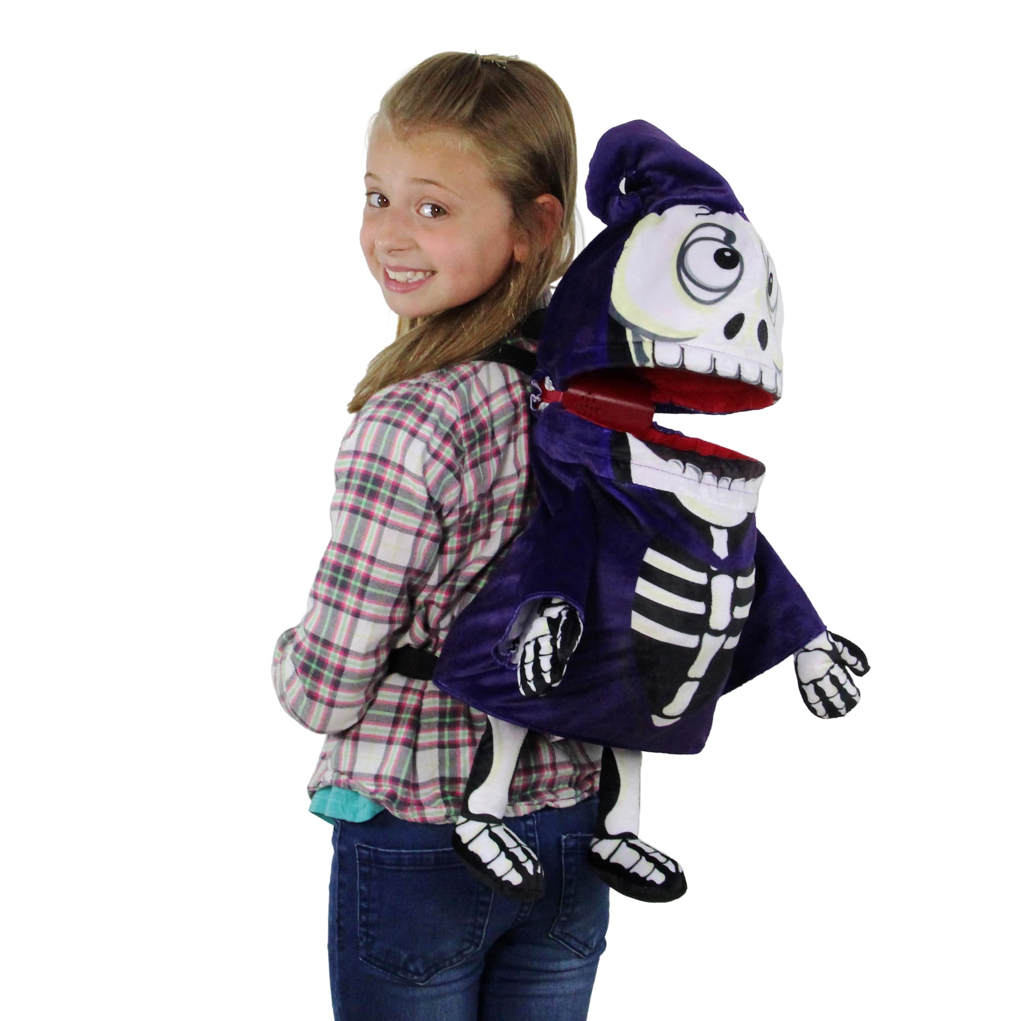 24" Purple & Black Skeleton Child Halloween Trick or Treat Bag