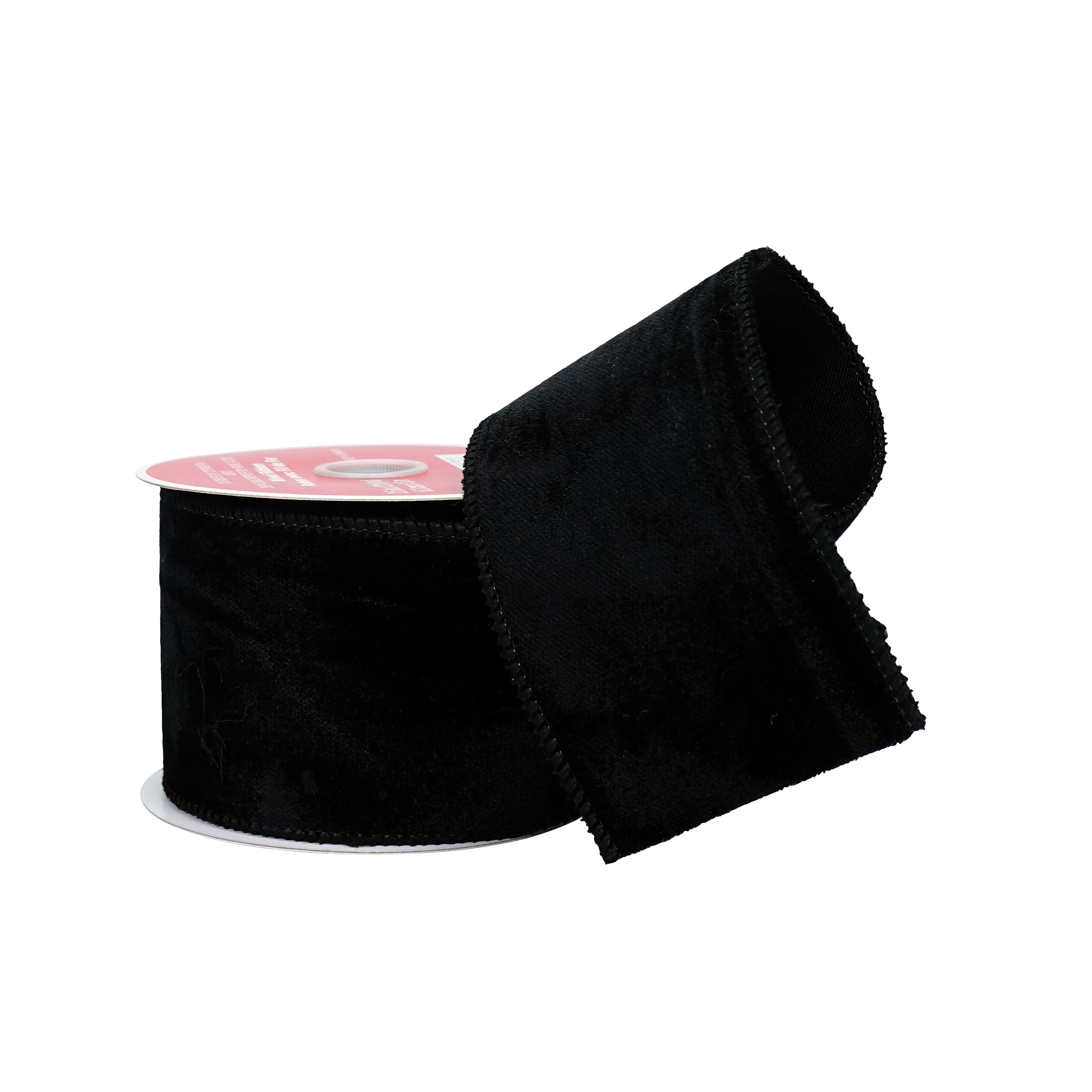 2.5" x 4yd. Black Wired Velvet Ribbon by Celebrate It®