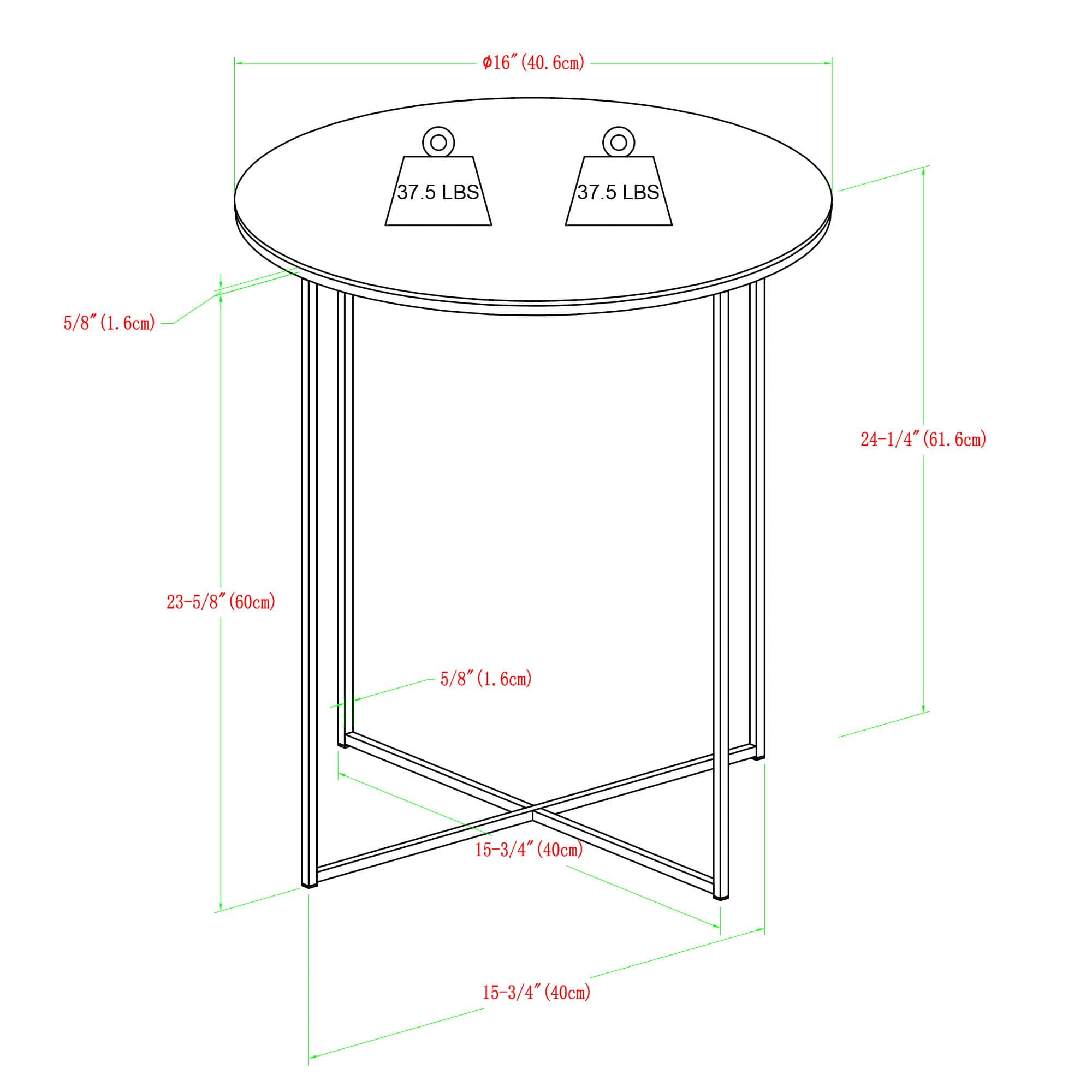 Walker Edison 16" Glam Round Side Table