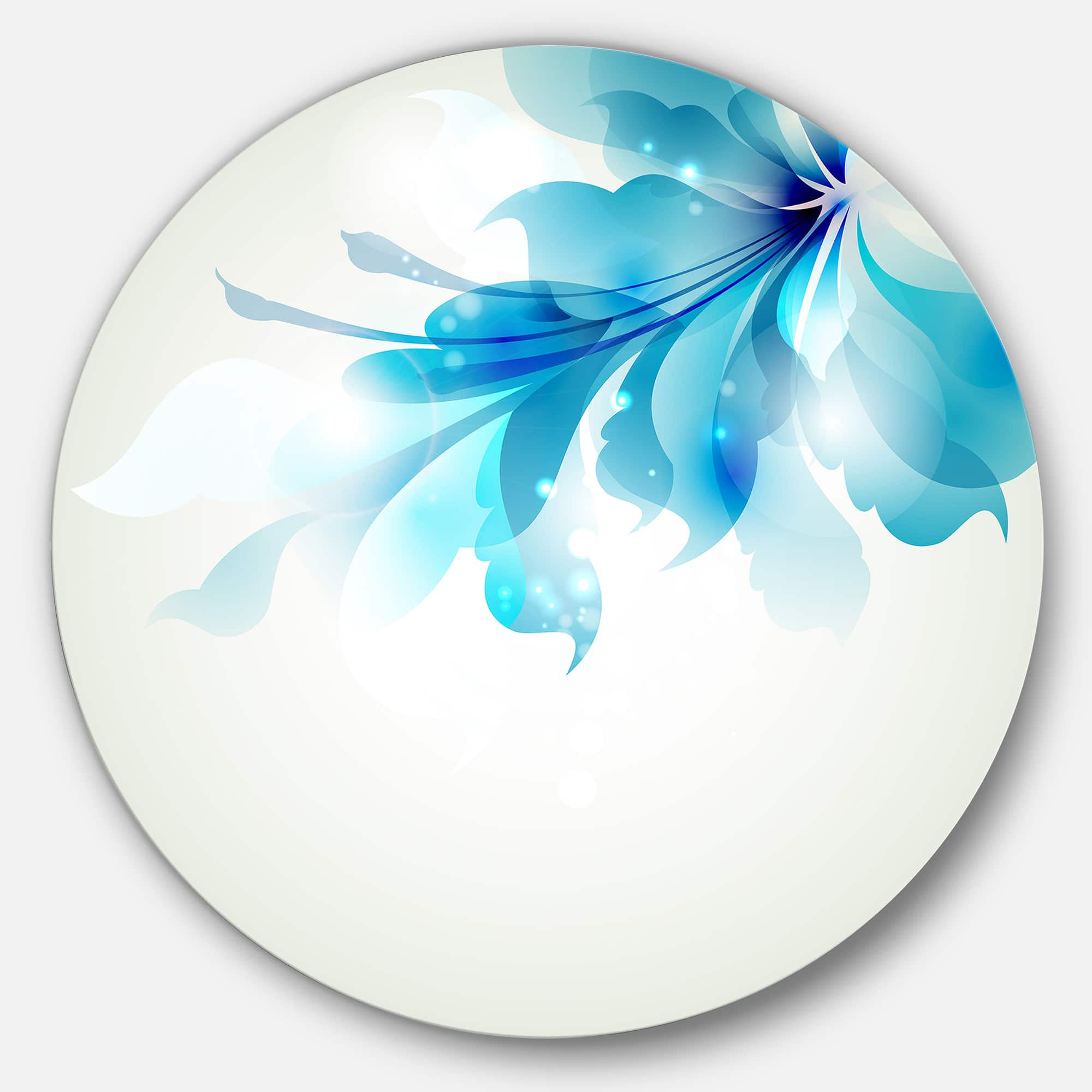 Designart - Tender Blue Abstract Flowers' Floral Metal Circle Wall Art