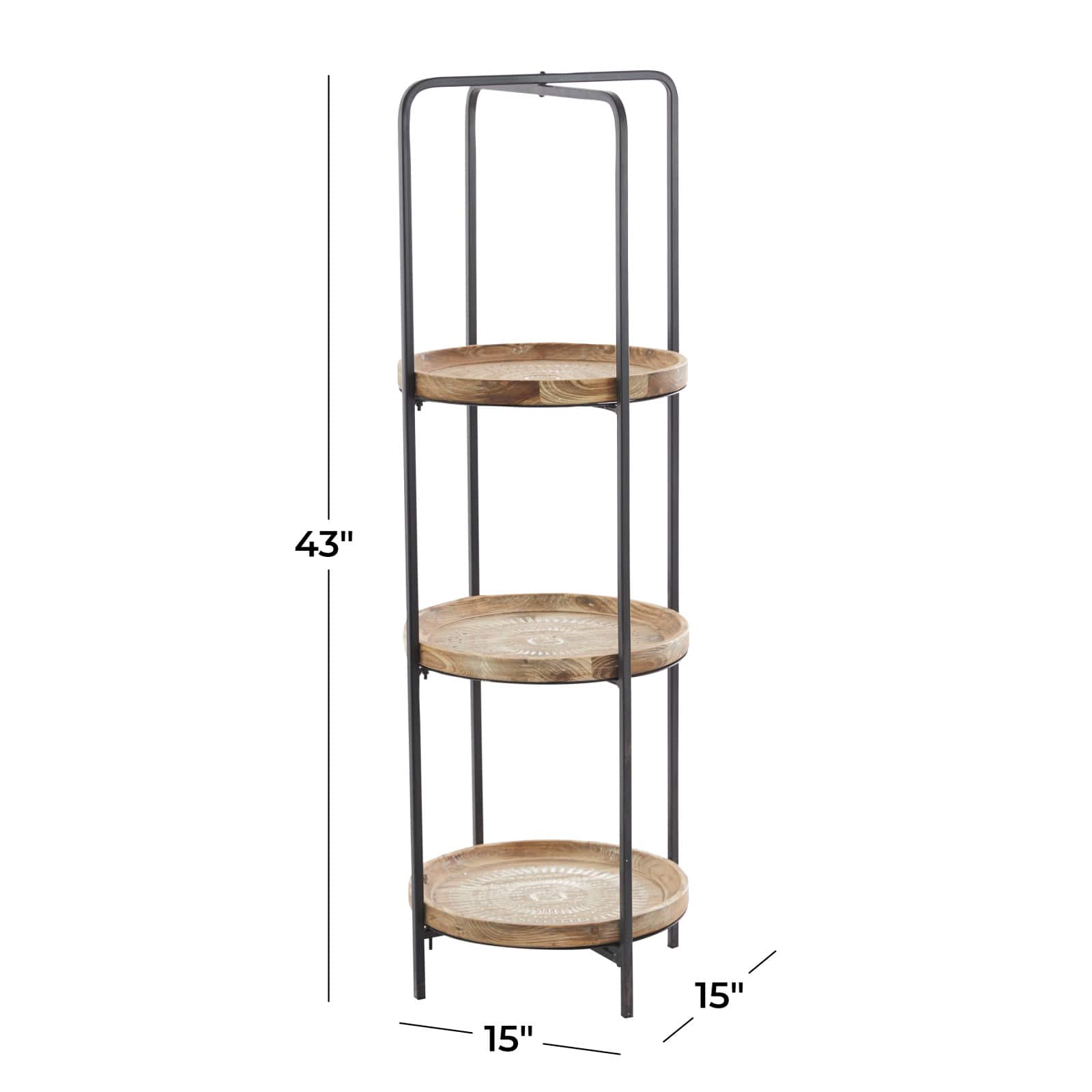 Brown Wood Traditional Shelving Unit 43" x 15" x 15"