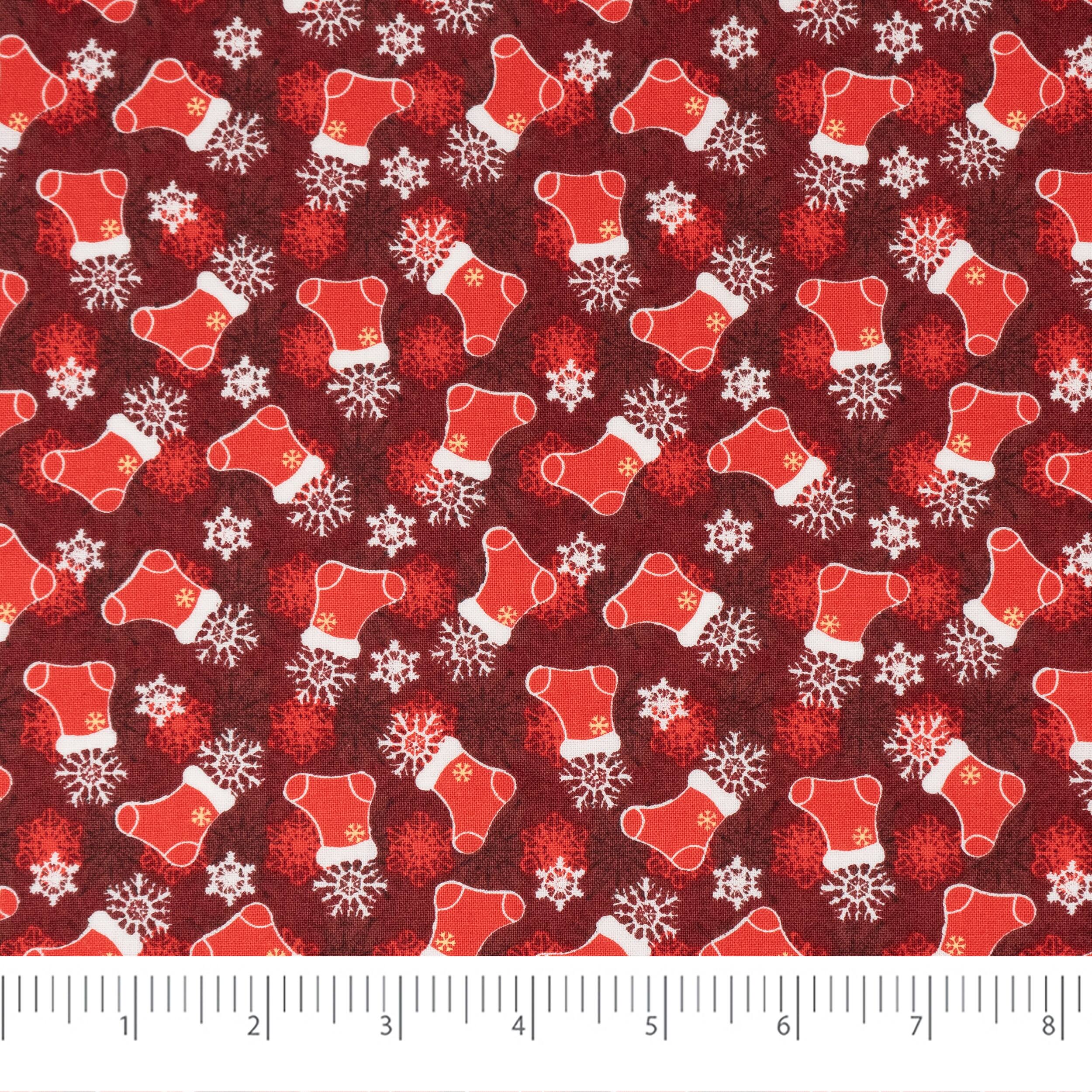 SINGER Christmas Red Stockings Cotton Fabric