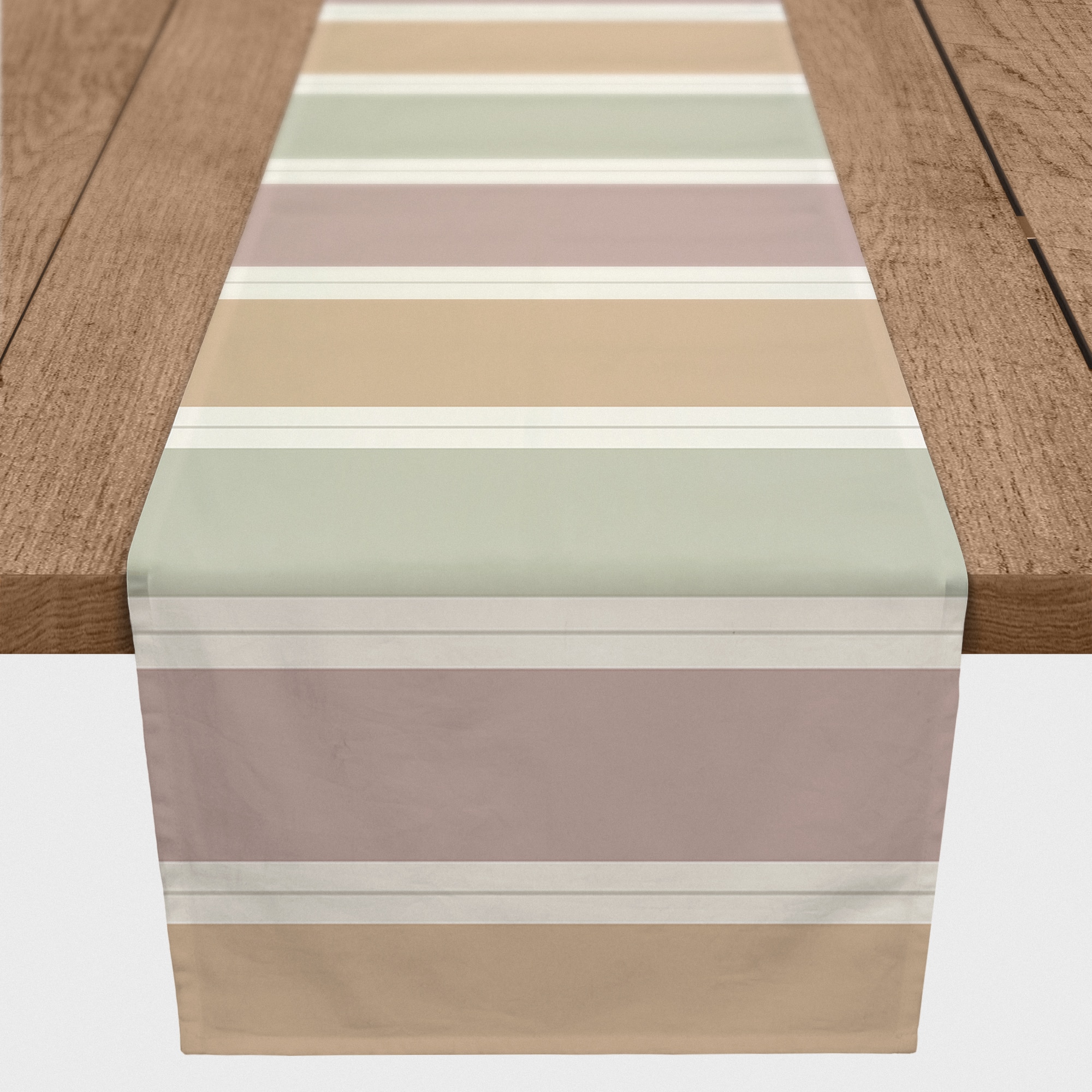72" Soft Neutral Stripes Cotton Twill Table Runner