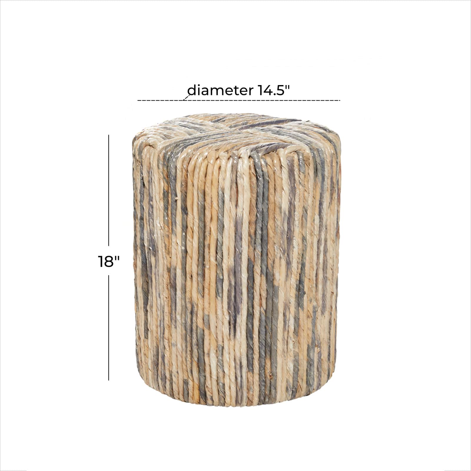 Brown Teak Wood Contemporary Stool, 18" x 15" x 15"