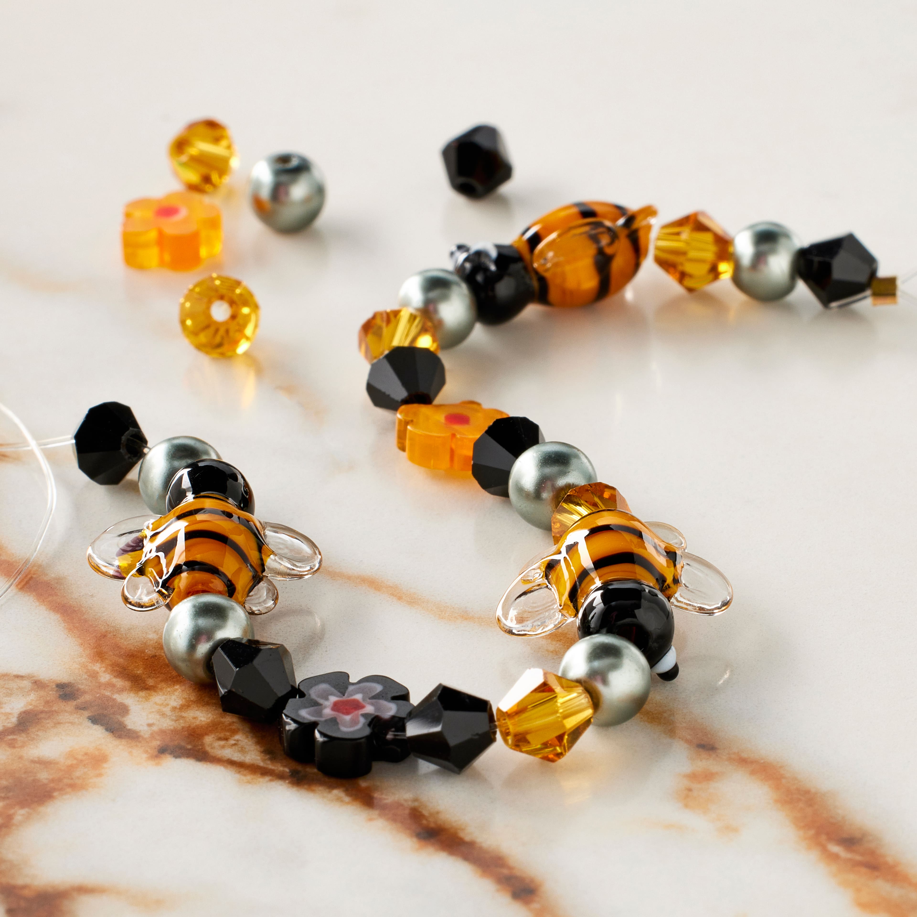 12 Pack: Bee Lampwork Glass Bead Mix by Bead Landing™