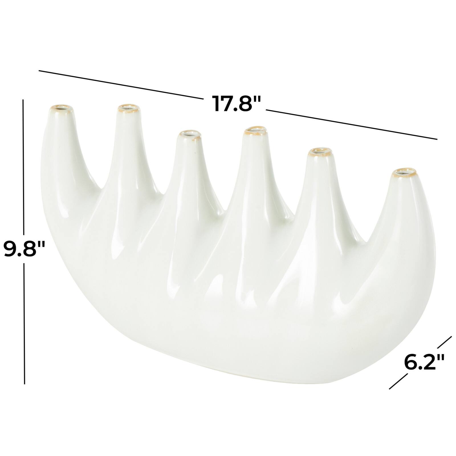 17.75" White Contemporary 6-Opening Ceramic Vase