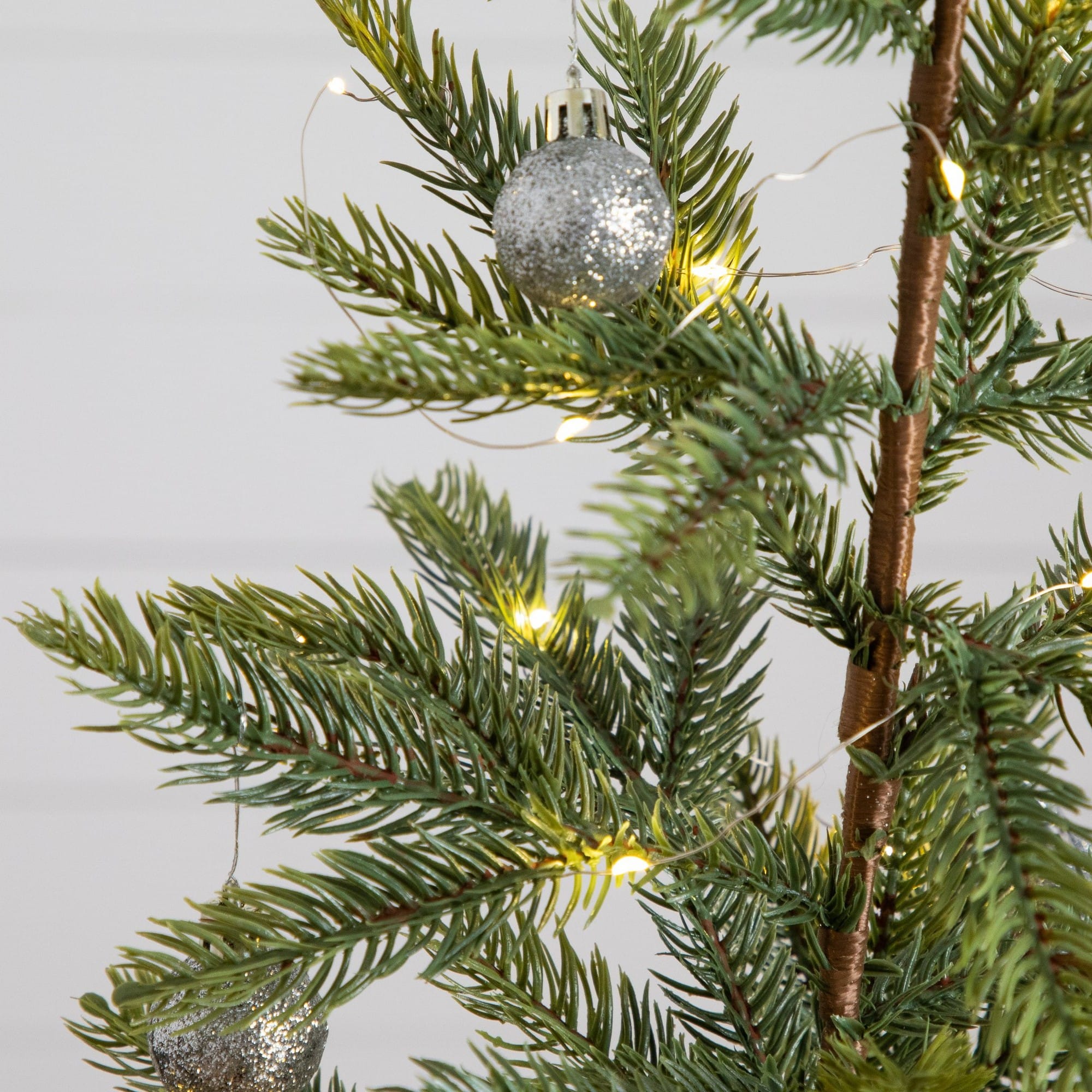 Nearly Natural 24" Pre-Lit Natural Look Fraser Fir Artificial Christmas Tree in Burlap Wrapped Base
