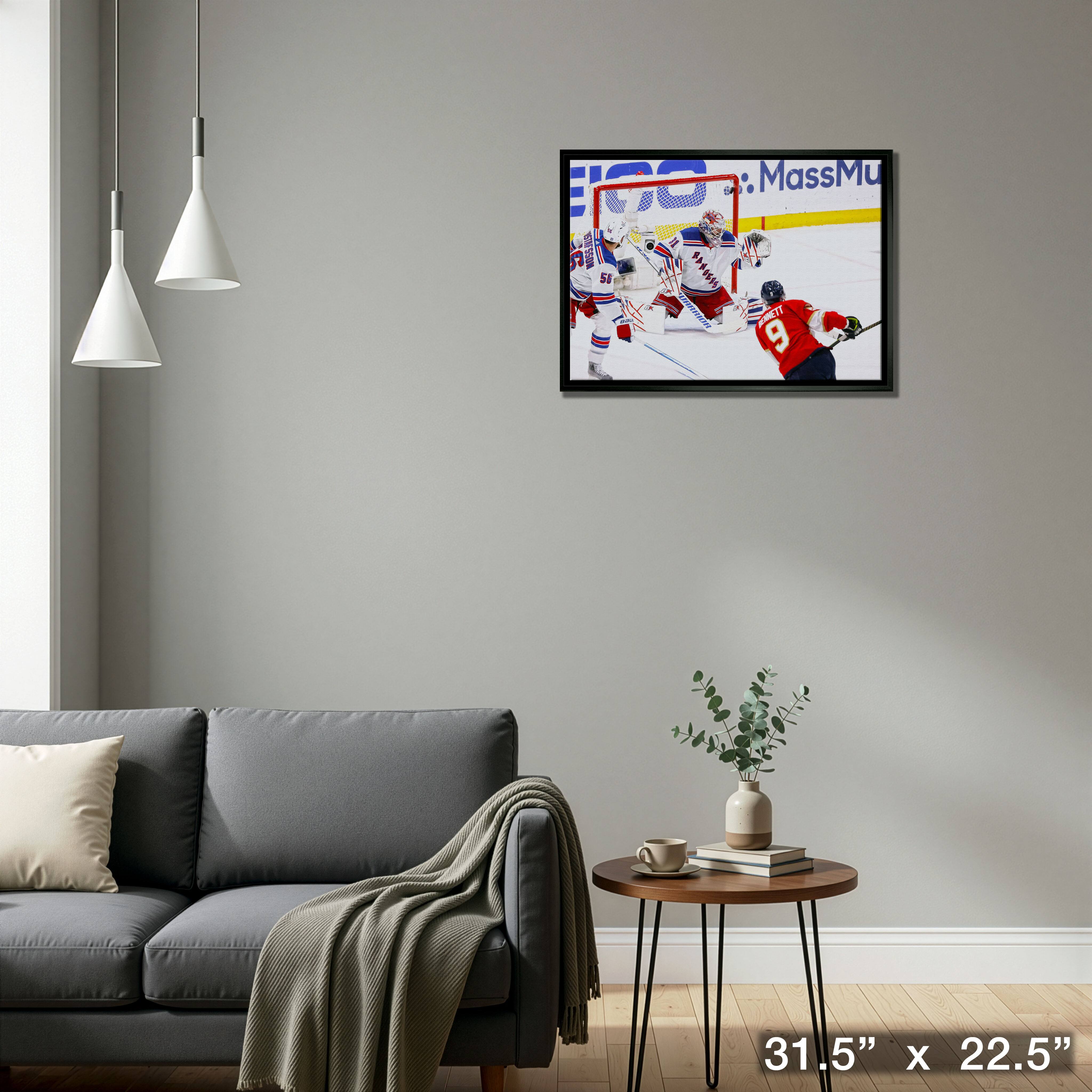 Sam Bennett 20" x 29" Framed Canvas Panthers Winning Goal 31.5" x 22.5"