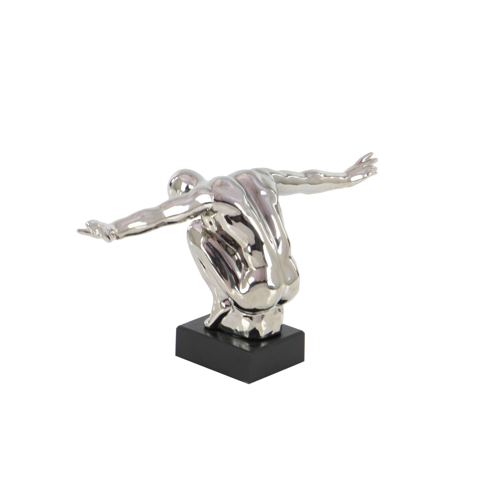 17" Silver Porcelain Traditional Man Sculpture