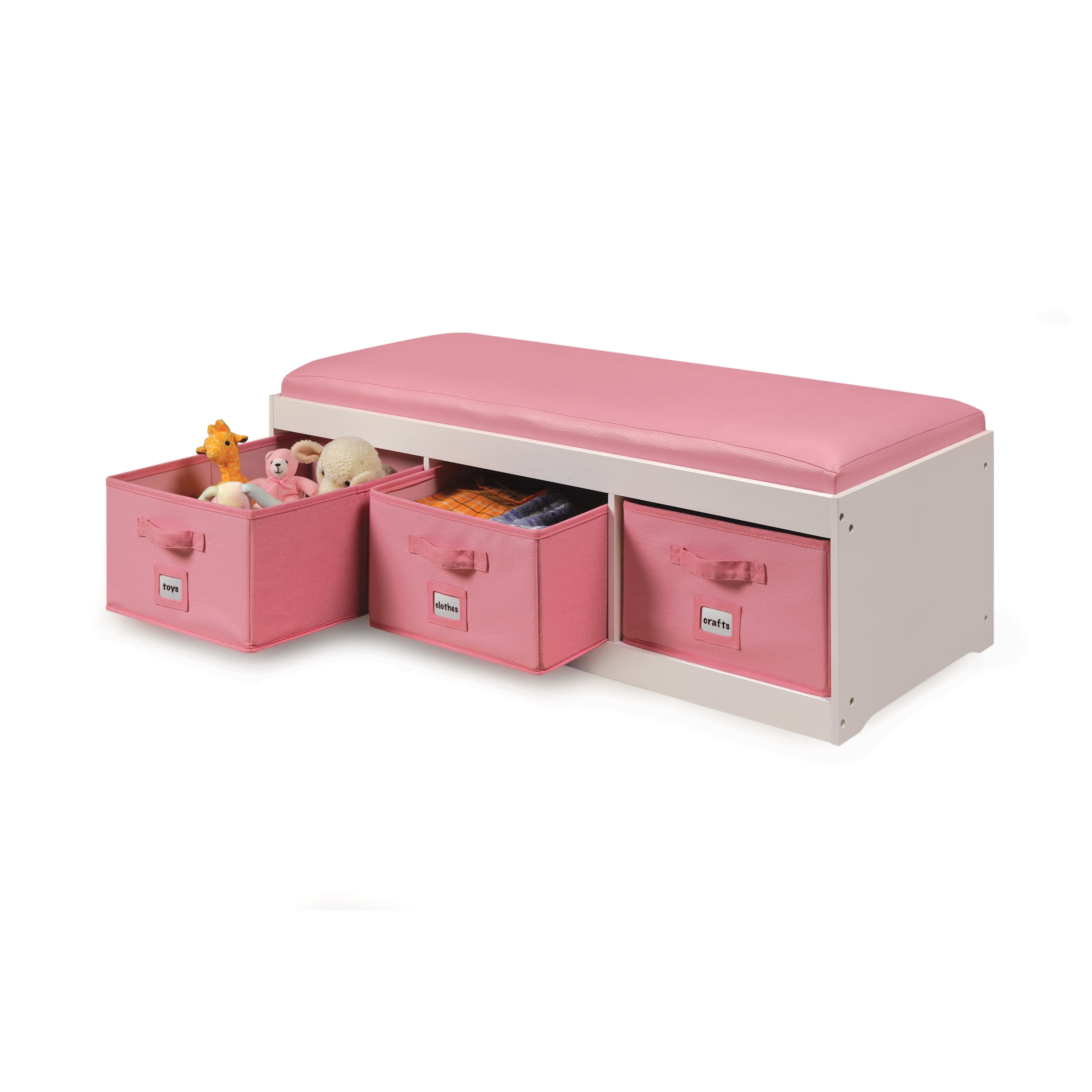 Badger Basket Kid's Cushioned Storage Bench With Three Bins