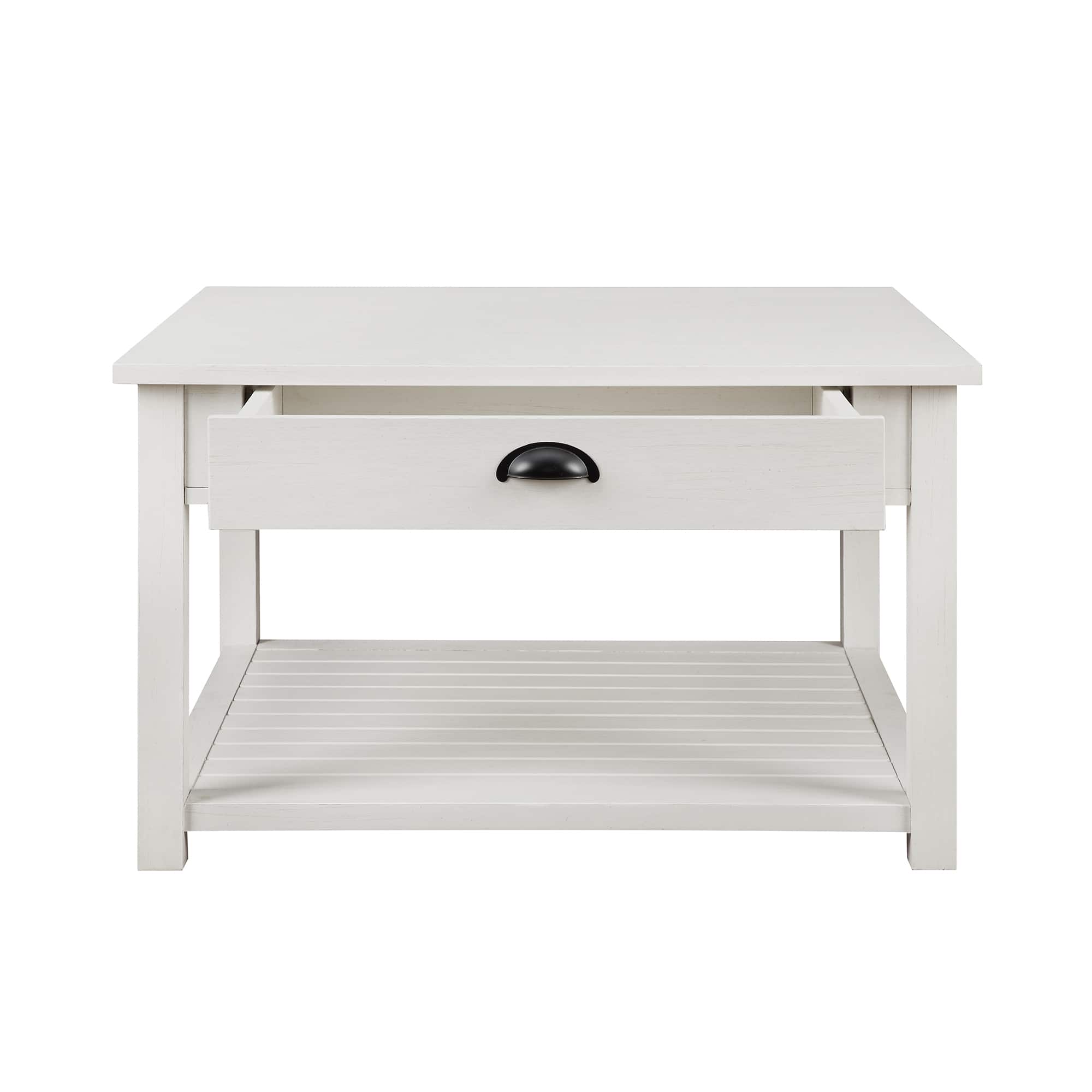 30" Brushed White Square Country Coffee Table