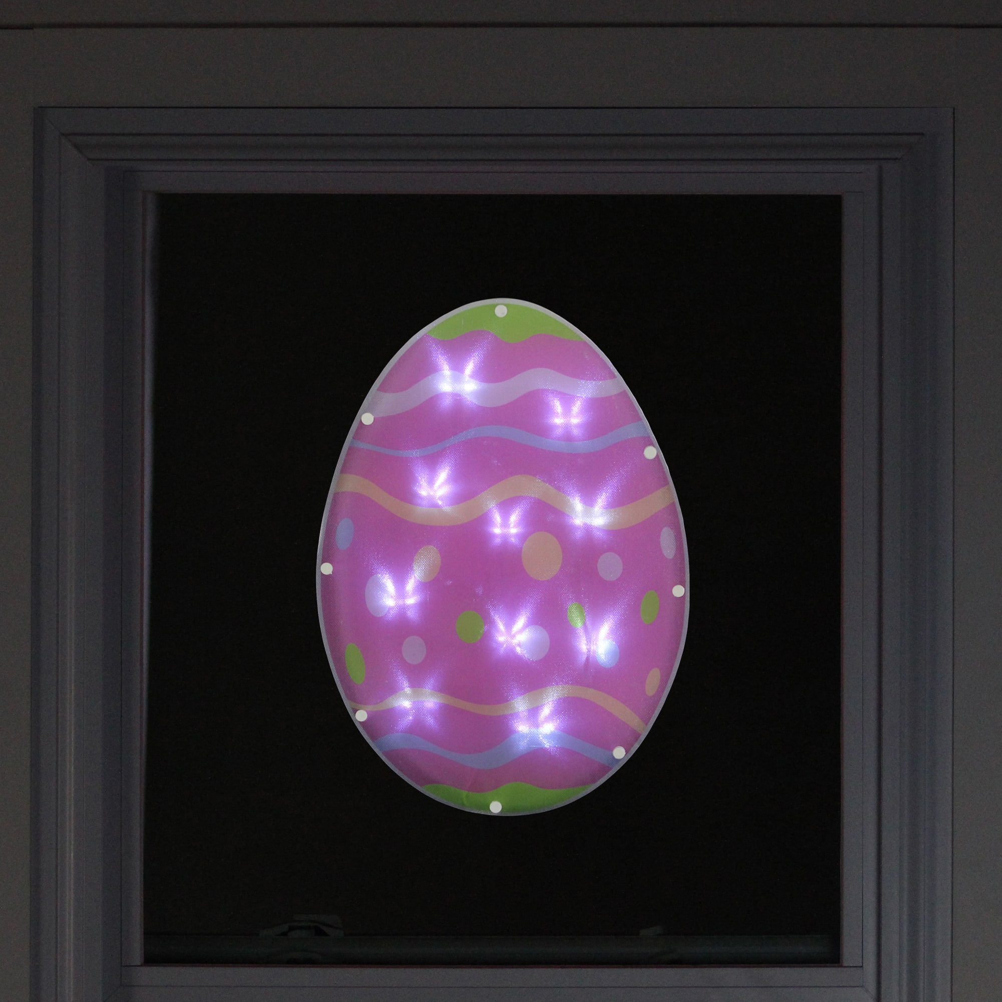 14" Pink & Green LED Lighted Easter Egg Window Silhouette