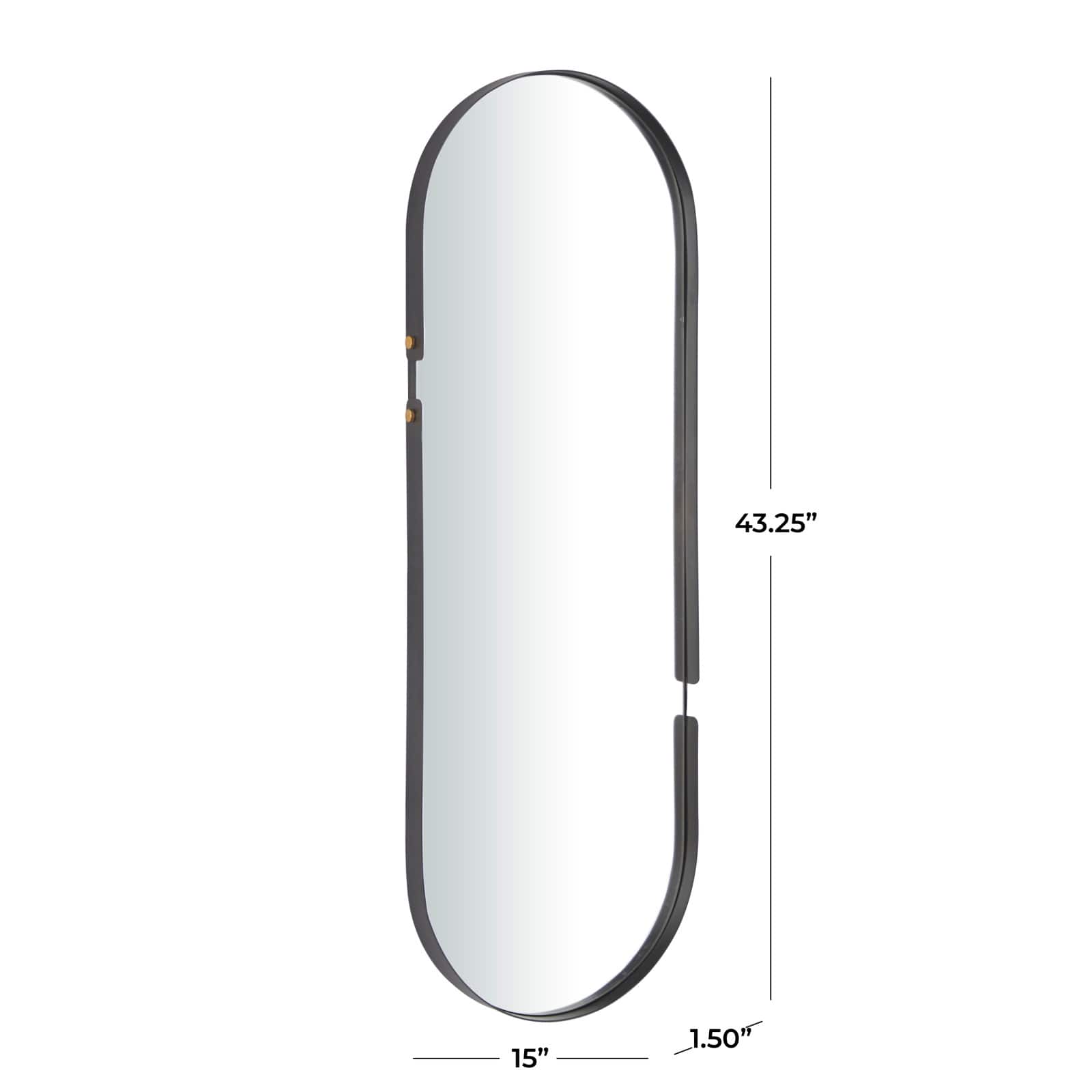 CosmoLiving by Cosmopolitan Black Metal Oval Wall Mirror 15" x 2" x 43"