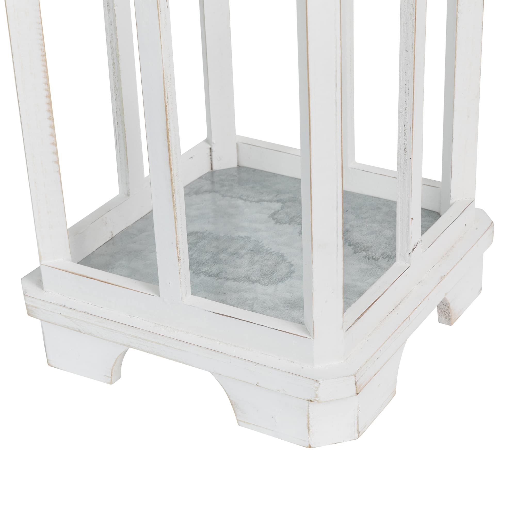 Glitzhome® Wash White Farmhouse Wooden Church Window Frame Lanterns, 2ct.