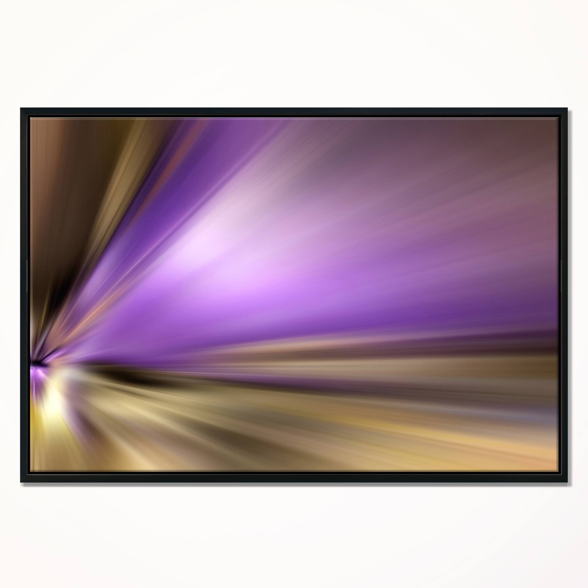 Designart - Bright Purple Shade Upward - Large Abstract Canvas Art in Black Frame
