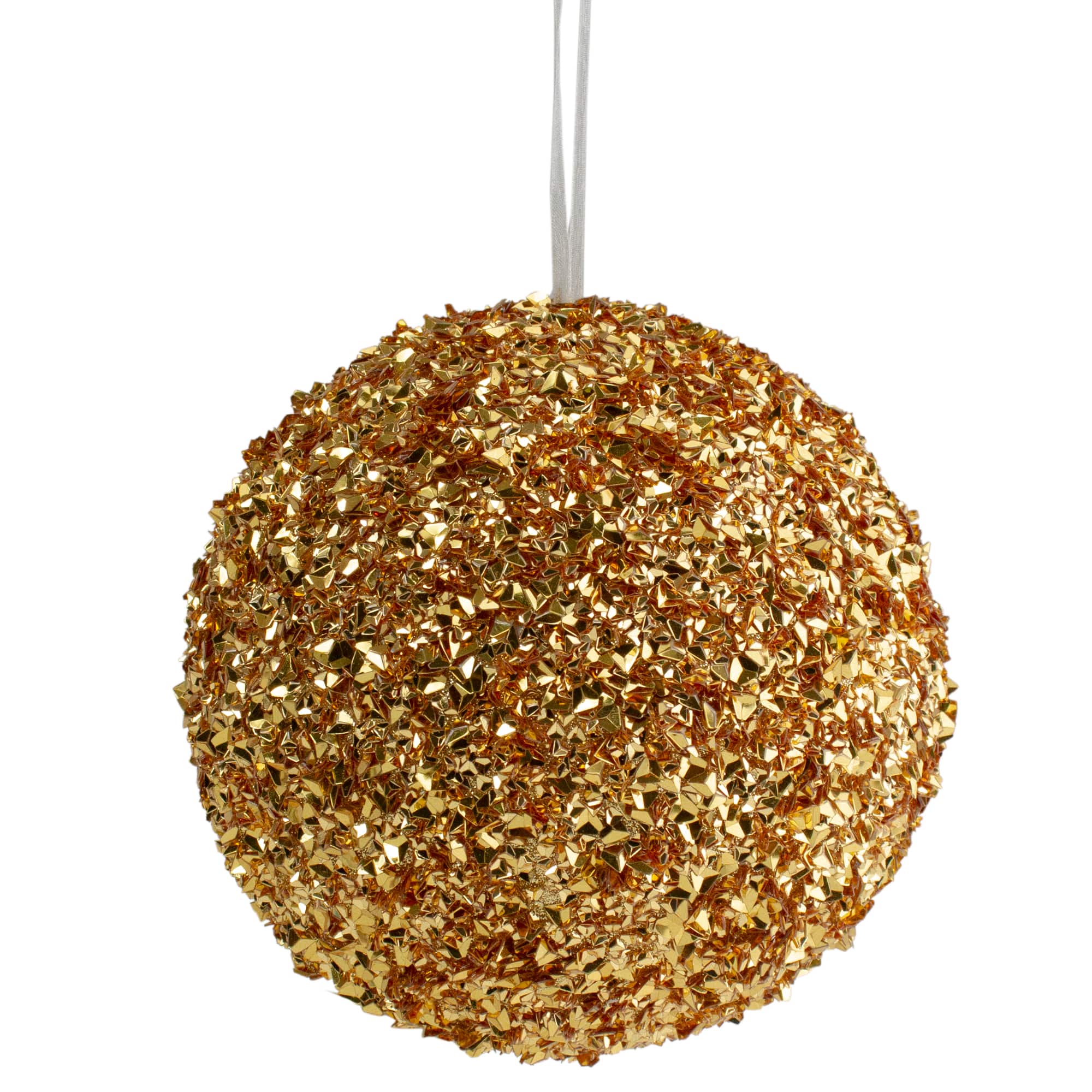6" Gold Glitter Christmas Ball Ornament