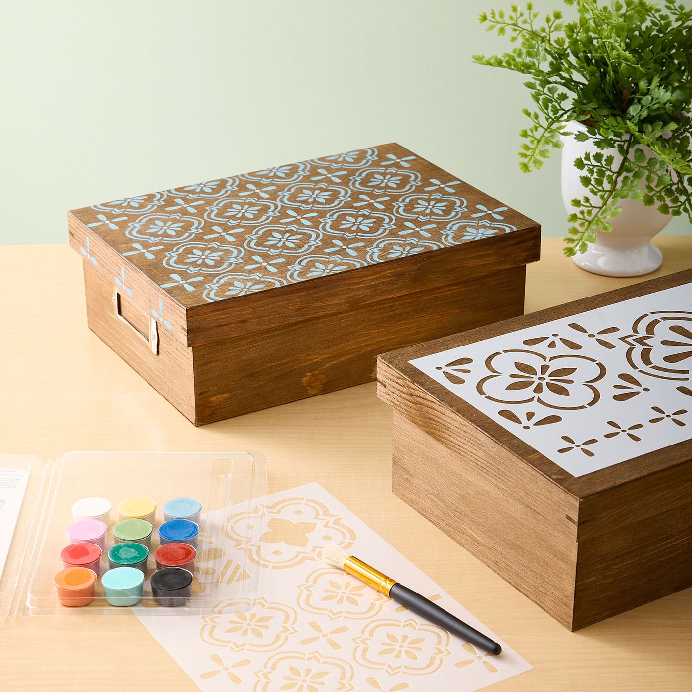 Tile Stenciled Wood Box | Projects | Michaels