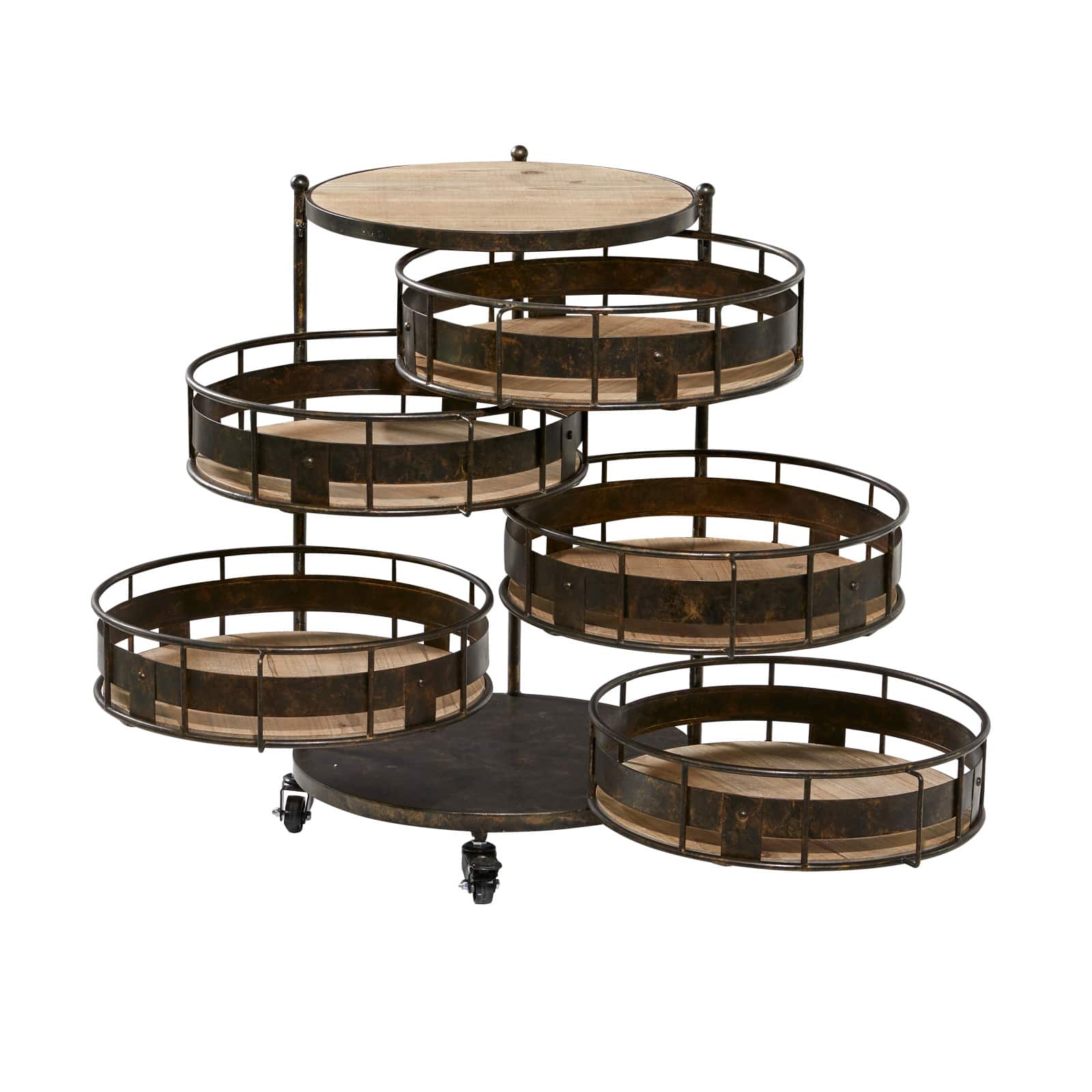 Brown Metal Farmhouse Storage Cart, 28" x 17" x 17"