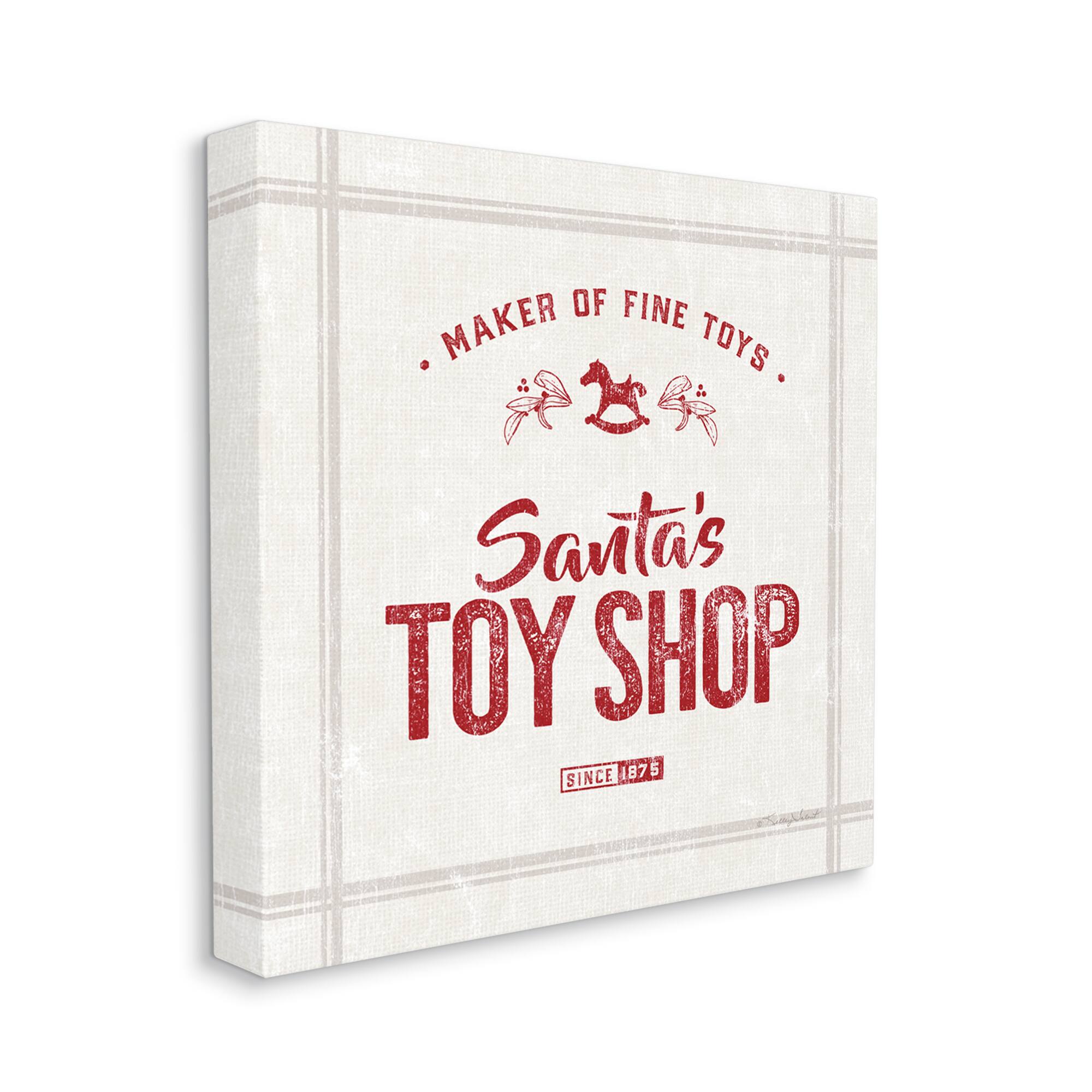 Stupell Industries Santa's Toy Shop Vintage Sign Canvas Wall Art
