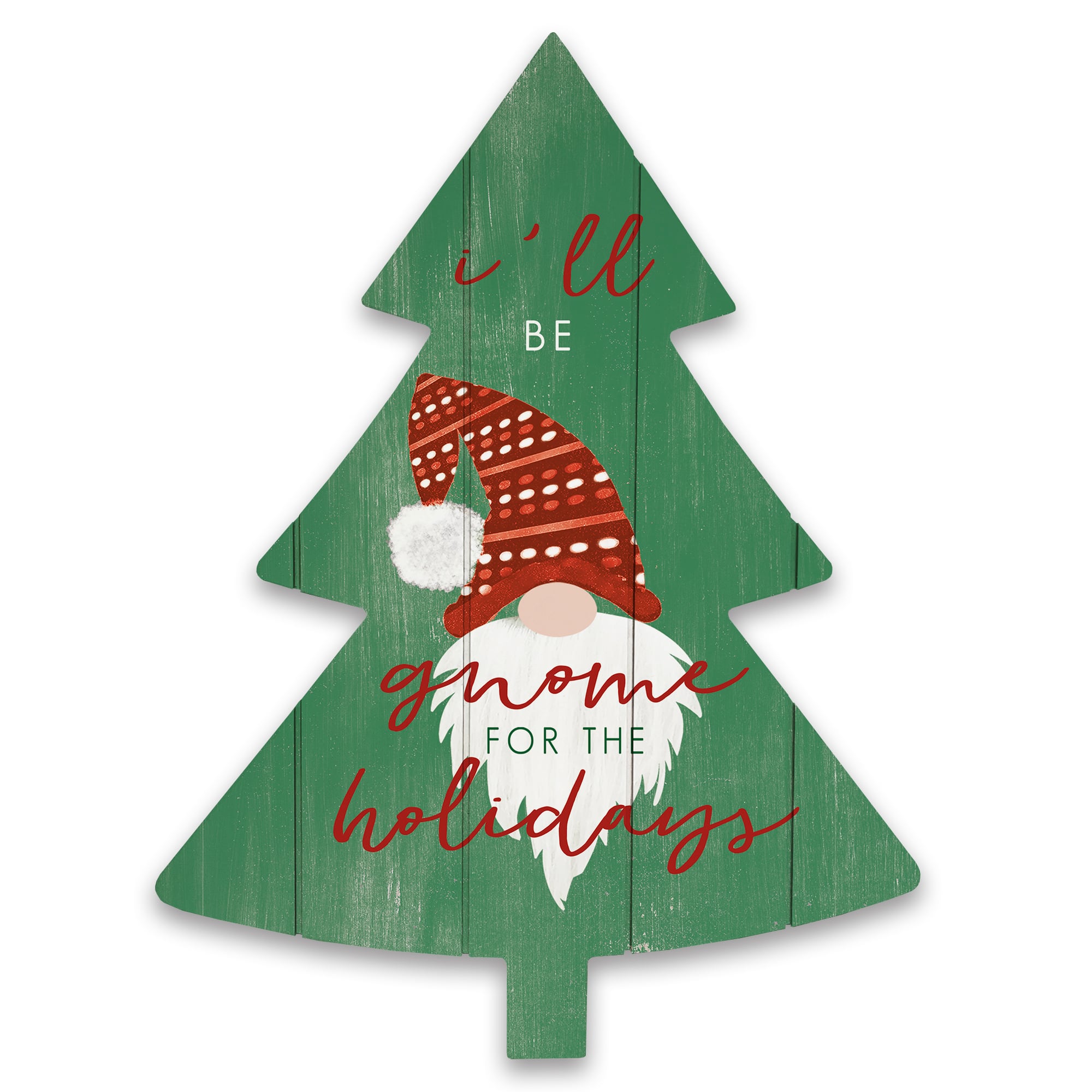Gnome for Holidays 14" x 18.5" Tree Shaped Pallet Wood