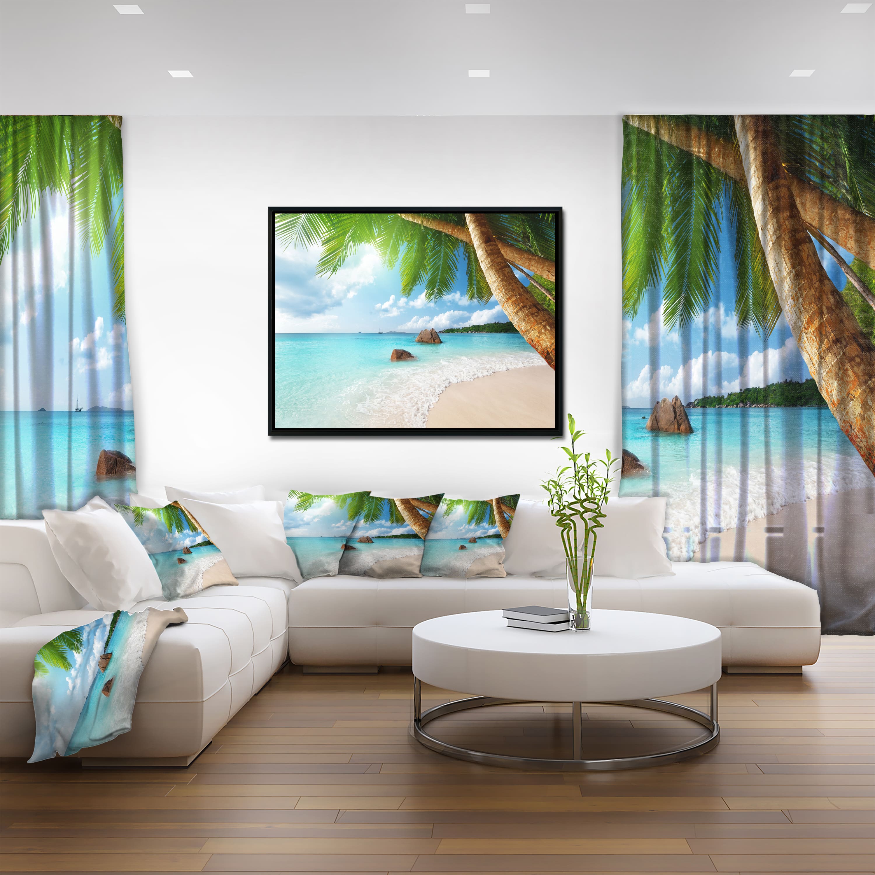 Designart - Praslin Island Seychelles Beach - Seashore Photo Framed Canvas Print