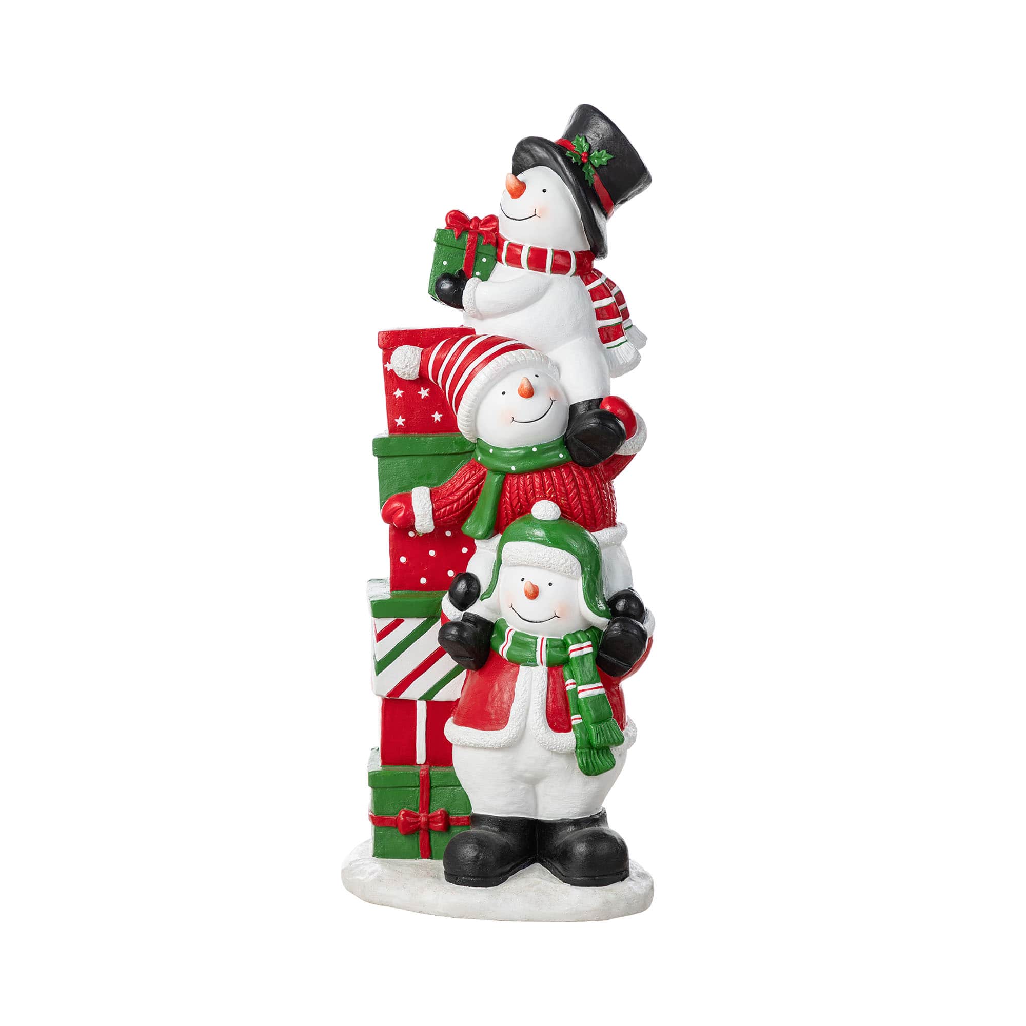 Glitzhome® 35.25" Christmas Resin Stacked Snowman Porch Decor