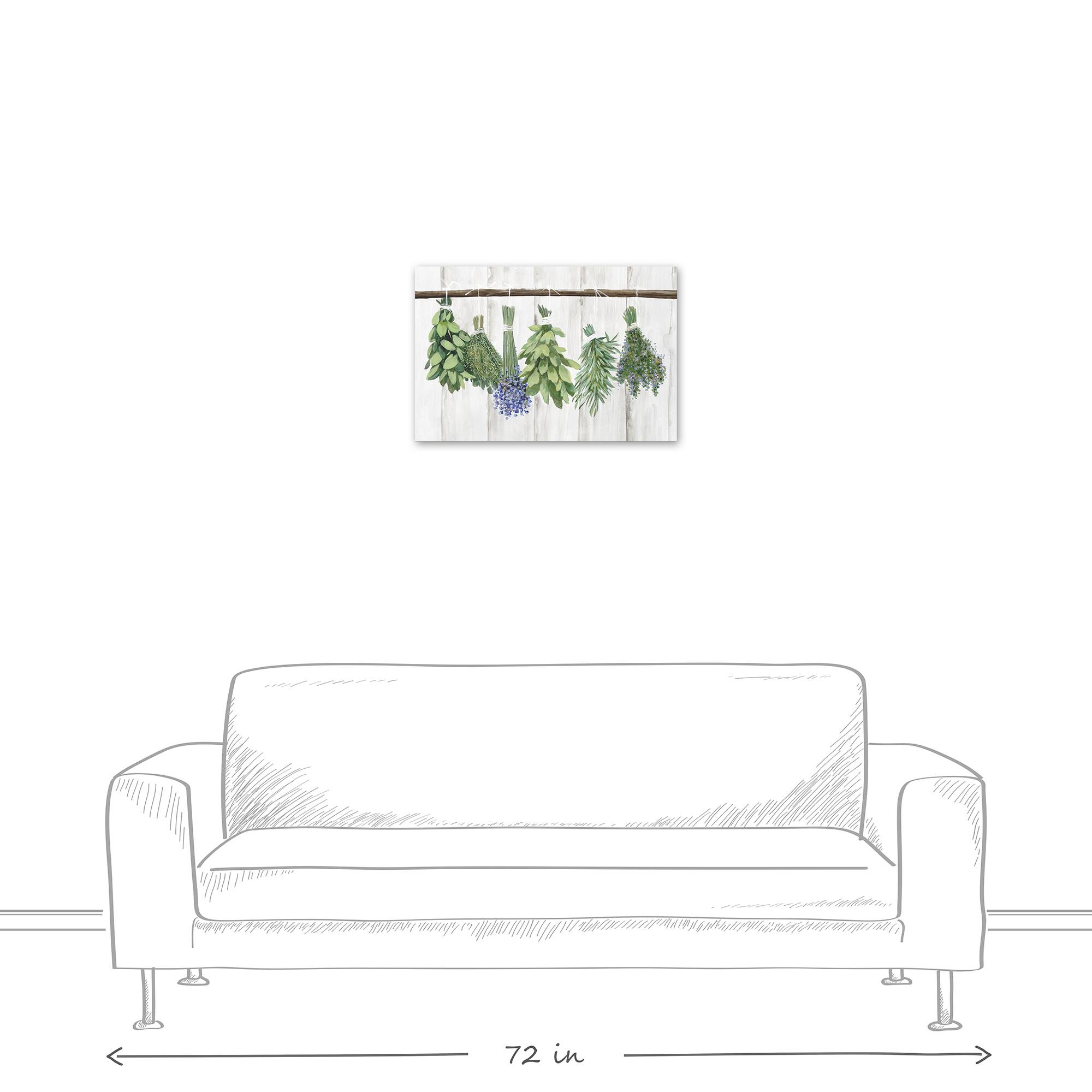 Whitewash Hanging Herbs Canvas Wall Art