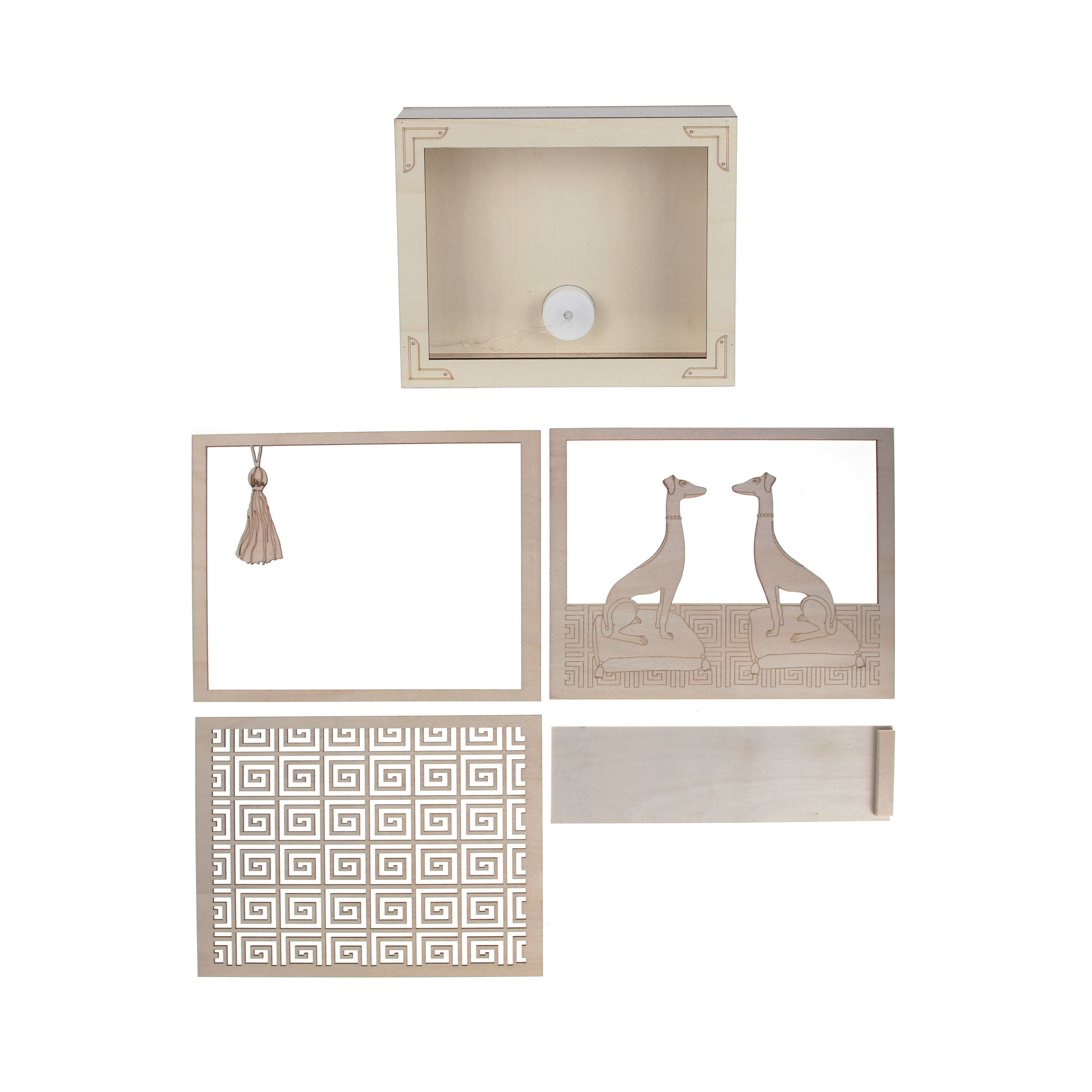Jonathan Adler x Michaels 8.75" Sitting Greyhounds DIY LED Shadow Box Décor